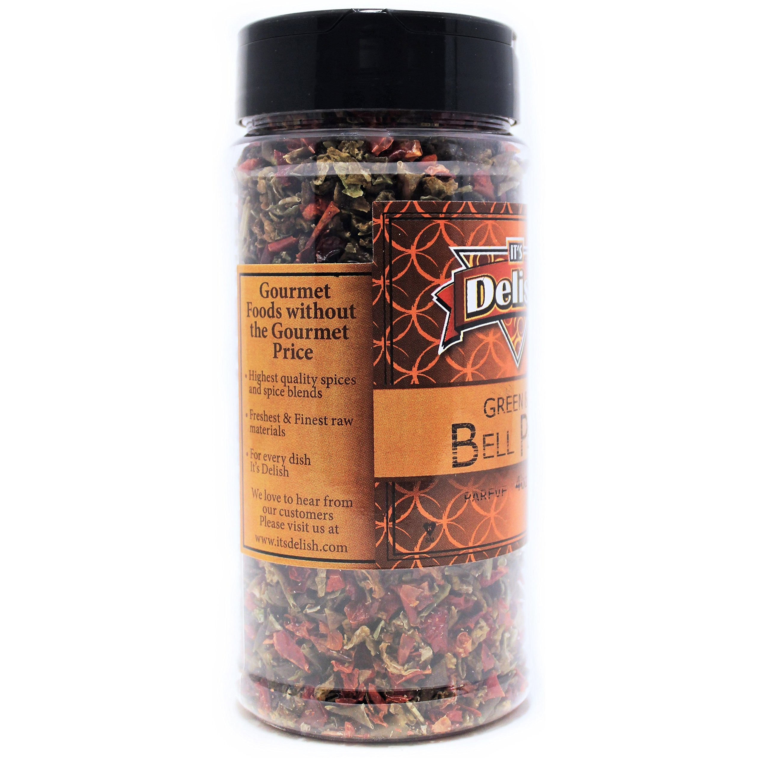 Dried Red And Green Bell Peppers Mix By It's Delish, 3 Oz. Medium Jar