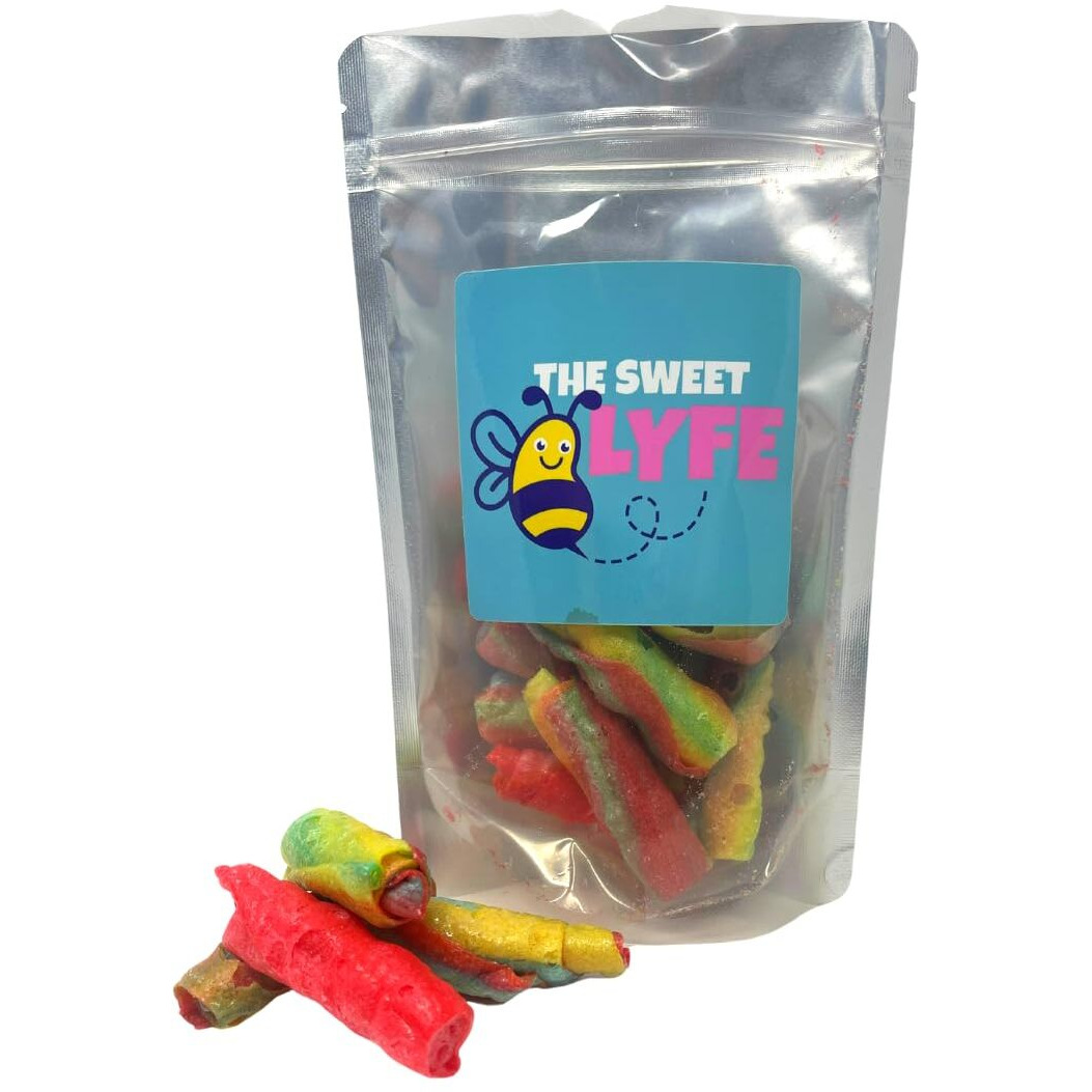 Freeze Dried Fruit Roll Ups 3.5 Oz Bag, 7 Fruit Roll Ups In Each Bag Crispy And Delicious Freeze Dried Candy For Snacking Tropical Tie Dye And Strawberry Blast Flavors