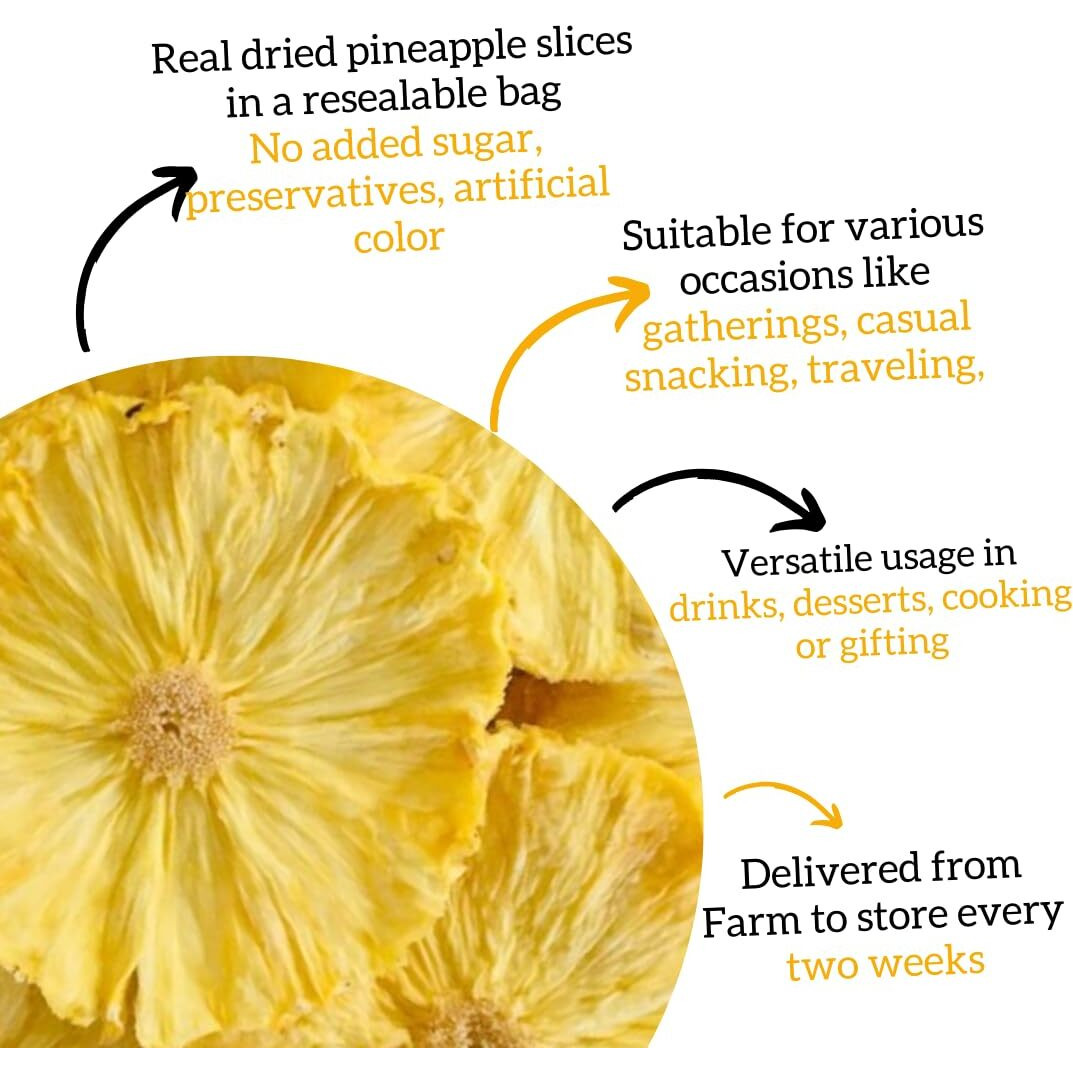 30 Dehydrated Pineapple Slices | Me Garnish 3.5Oz Natural Fresh Dried Pineapple Wheels | Dehydrated Pineapple Garnish | Edible Cocktail Garnish | Dried Fruit For Cocktails | Cocktail Decorations For Drinks