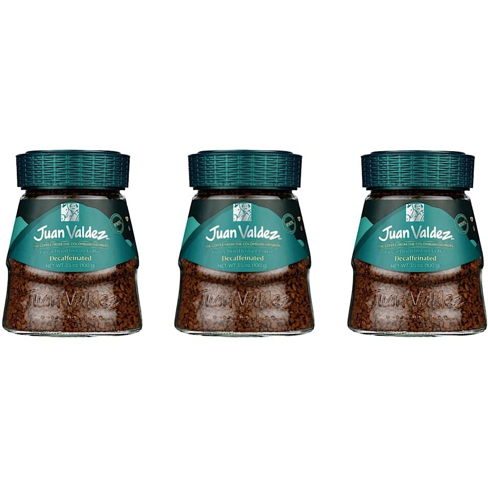 Juan Valdez Decaffeinated Freeze Dried Coffee, Classic Flavor 3.5 Oz - Premium Colombian Coffee (3 Pack)