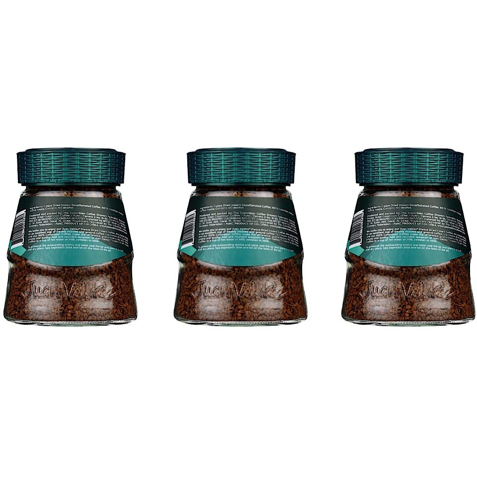 Juan Valdez Decaffeinated Freeze Dried Coffee, Classic Flavor 3.5 Oz - Premium Colombian Coffee (3 Pack)
