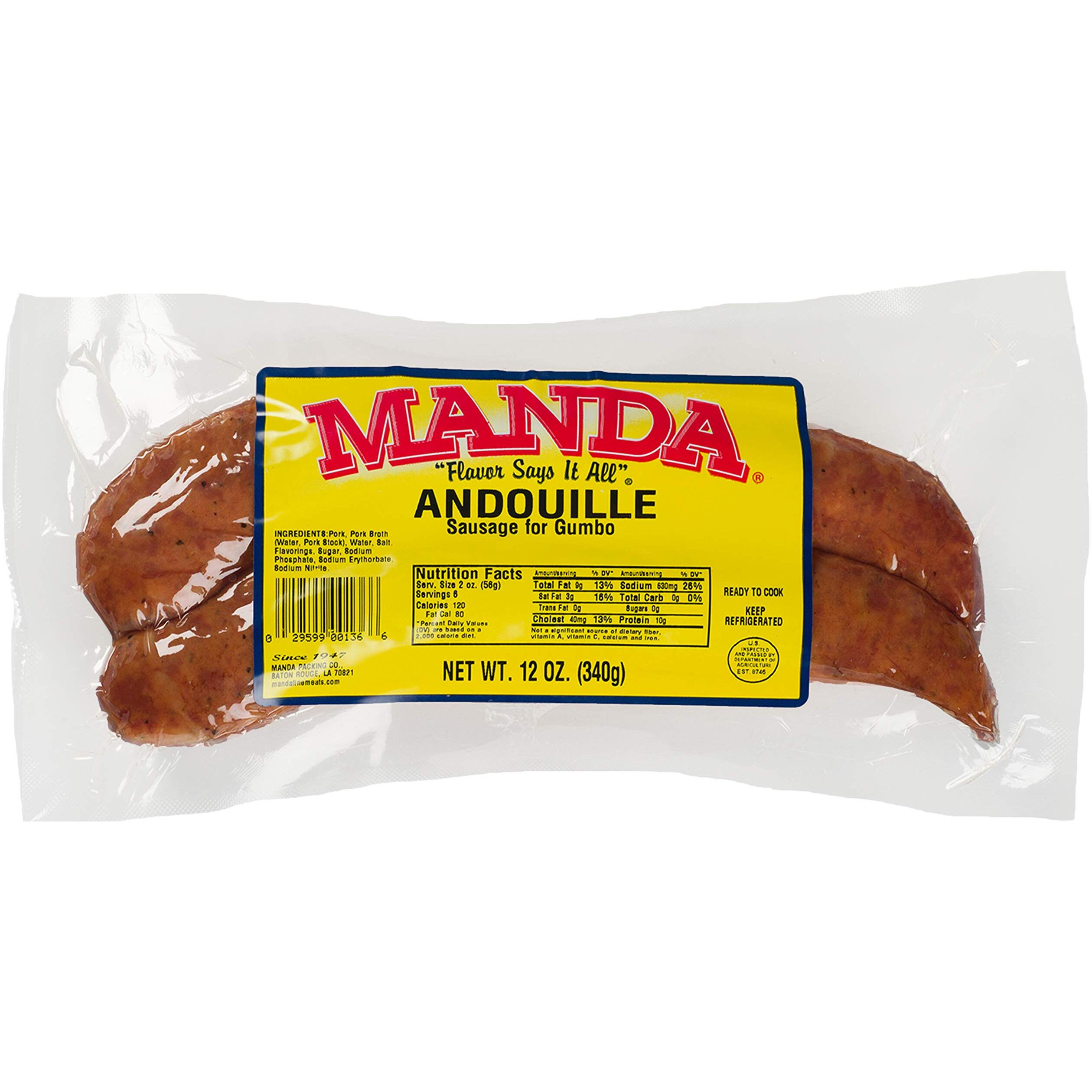 Manda Fine Meats Manda Andouille 12Oz (3 Pack) 12 Ounce (Pack Of 3)