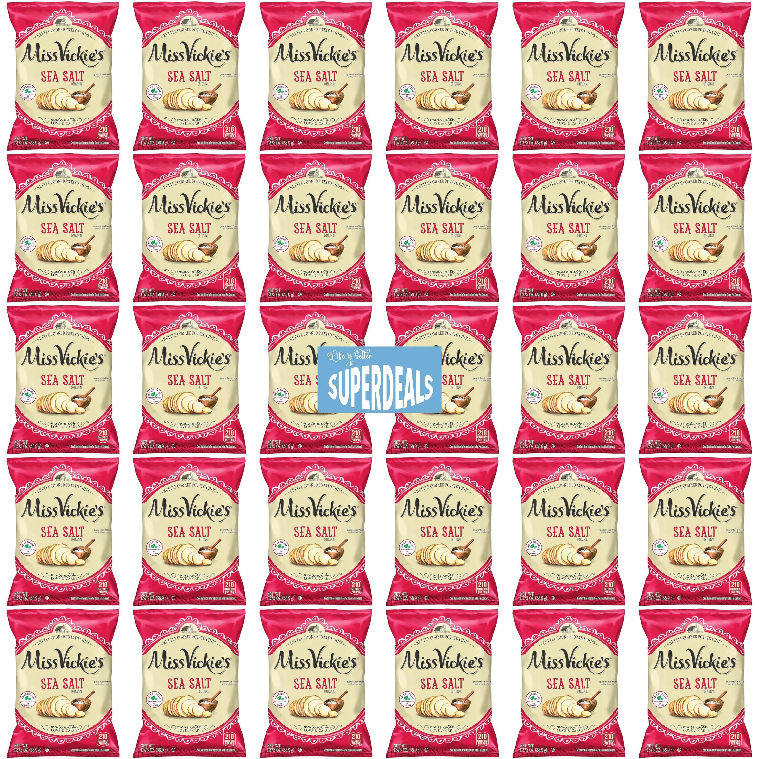 Kettle Cooked Potato Chips By Miss Vickie's Value Pack Bundled By Superdeals | 1.375 Oz Bag | Sea Salt | Original | Pack Of 30 With Mystery Gift