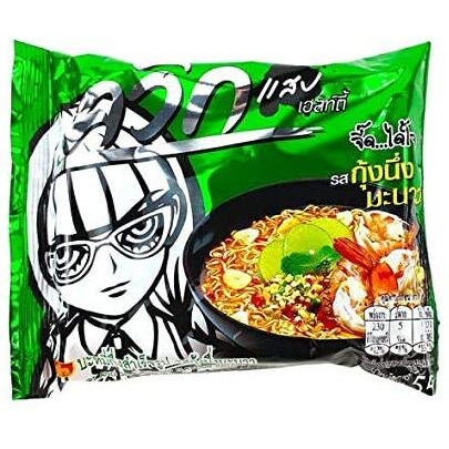 Wai Wai Quick Ramen Style Instant Thai Noodle Variety 24 Pack, Tom Klong, Tom Yum Shrimp, Tom Yum Mun Goong And Hot And Spicy Shrimp (6 Each)