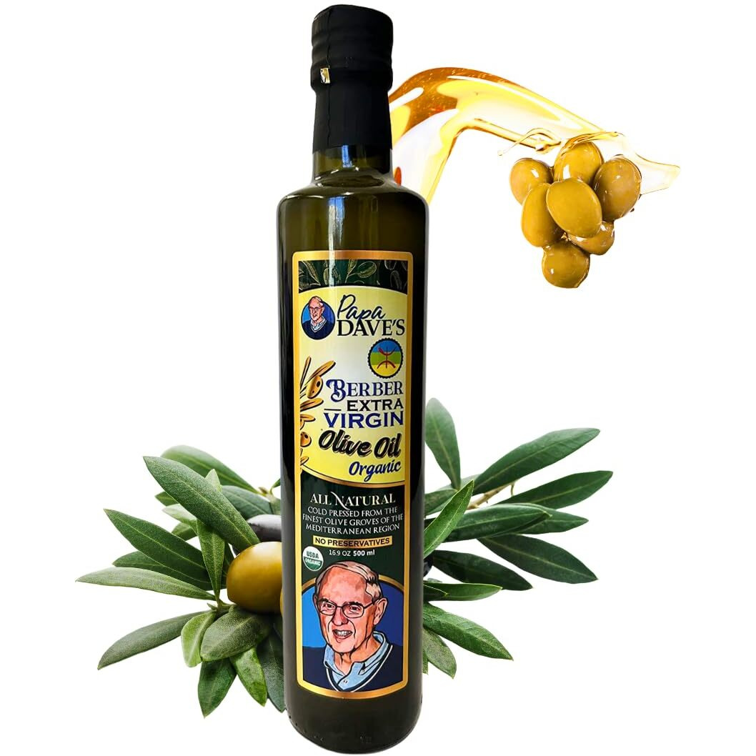 Papa Dave's Certified Usda Organic Extra Virgin Olive Oil First Cold Pressed, Polyphenol Rich Olive Oil For Salad Dressing, Pasta, Sauces, Roasting - Mediterranean Olive Oil - Gluten Free & Non Gmo