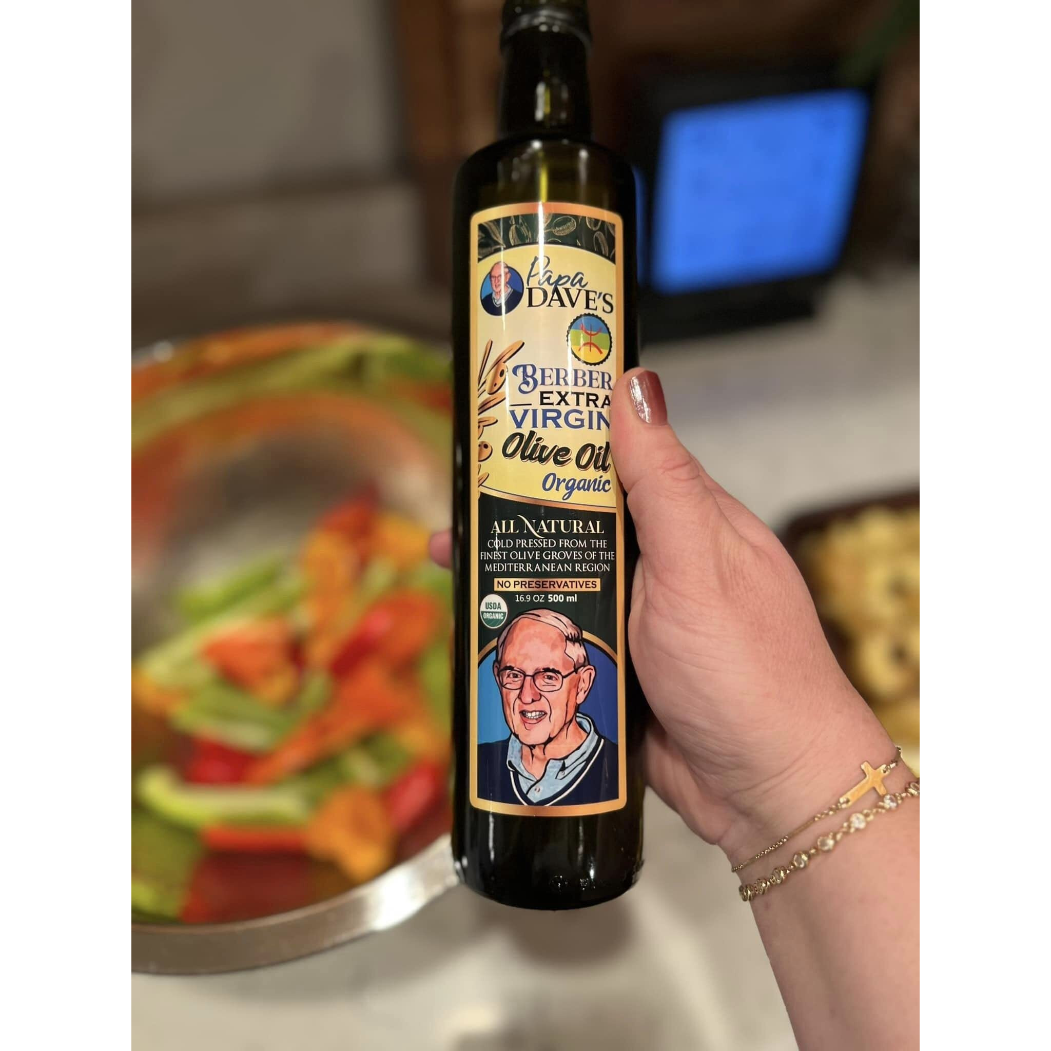 Papa Dave's Certified Usda Organic Extra Virgin Olive Oil First Cold Pressed, Polyphenol Rich Olive Oil For Salad Dressing, Pasta, Sauces, Roasting - Mediterranean Olive Oil - Gluten Free & Non Gmo
