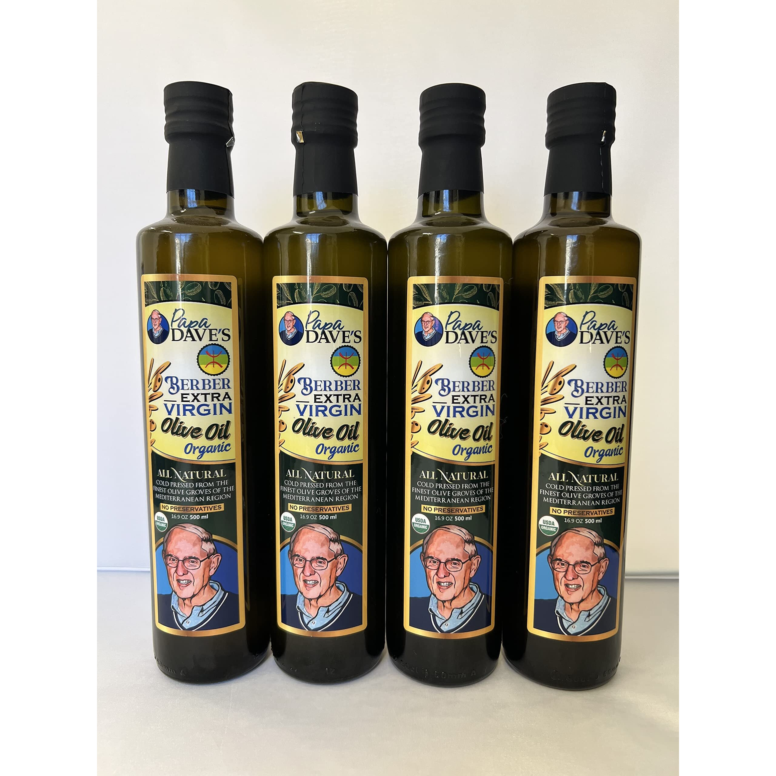Papa Dave's Certified Usda Organic Extra Virgin Olive Oil First Cold Pressed, Polyphenol Rich Olive Oil For Salad Dressing, Pasta, Sauces, Roasting - Mediterranean Olive Oil - Gluten Free & Non Gmo
