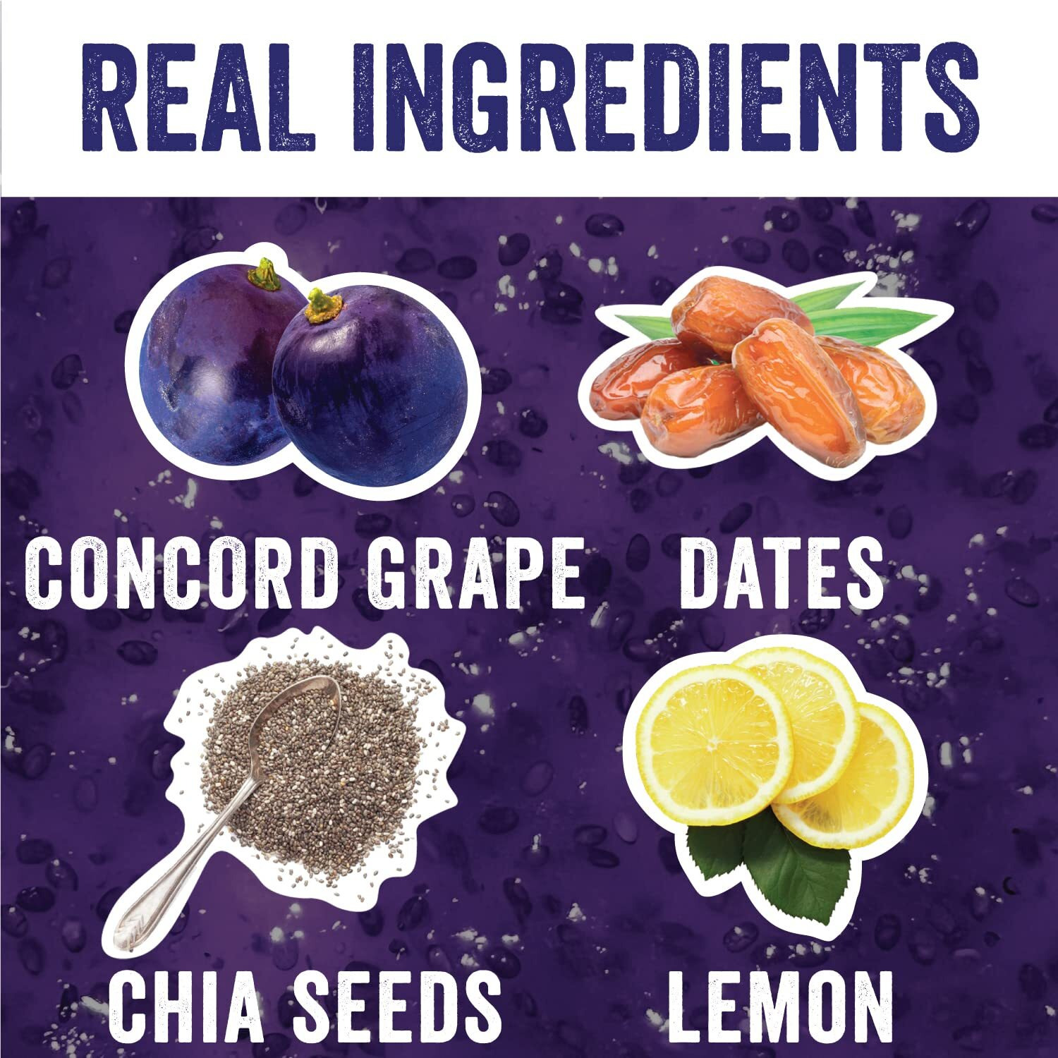 Chia Smash Concord Grape Jam Squeeze Packets | Natural, Keto & No Sugar Added | Vegan & Upcycled Fruit Spread | Low-Calorie, Superfood Snack | Single-Serve (10 Packets)