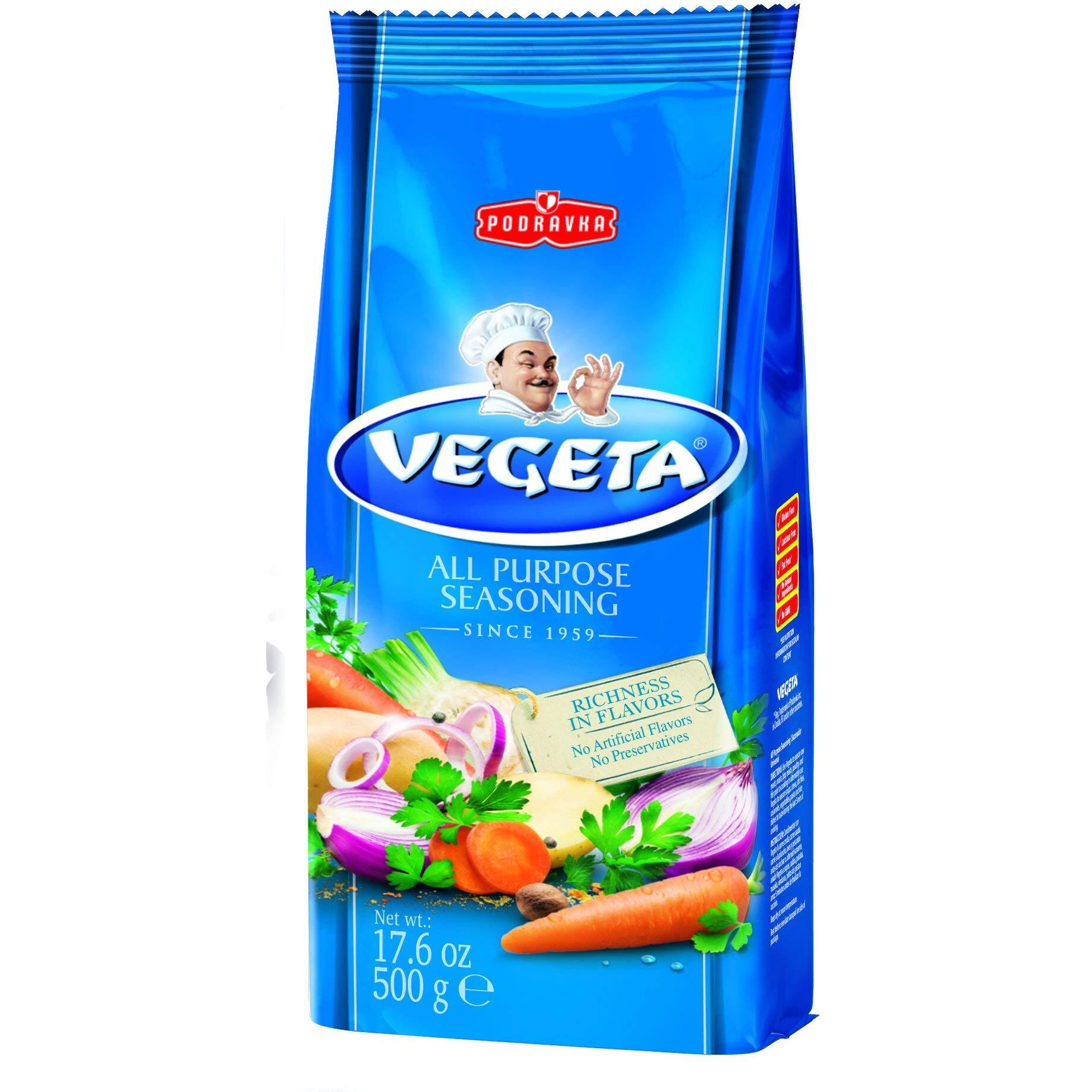 Podravka Vegeta Gourmet All Purpose Seasoning No Msg, Bag 17.5 Oz (500 G)