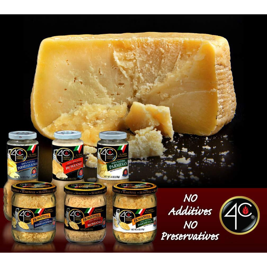 4C Premium Grated Cheese Cannisters, All Natural, No Preservatives, Perfect For Italian Pastas, Lasagnas, Popcorn And More (Parmesan Romano, 3 Pack)