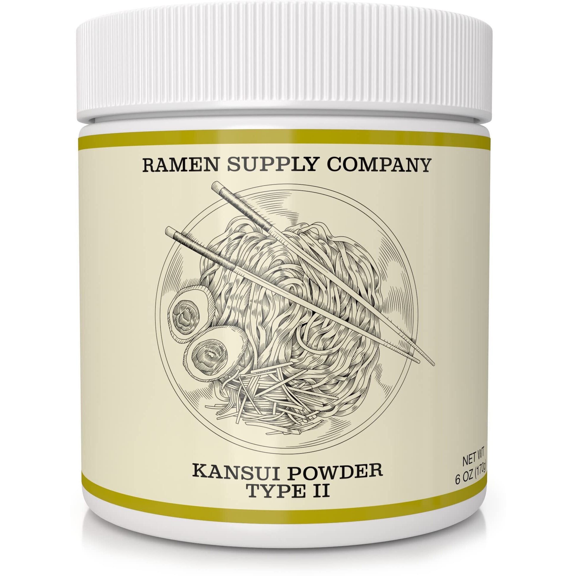 Kansui Powder For Making Fresh Ramen Noodles - Type 2 - Potassium Carbonate & Sodium Carbonate Blend (6 Oz)