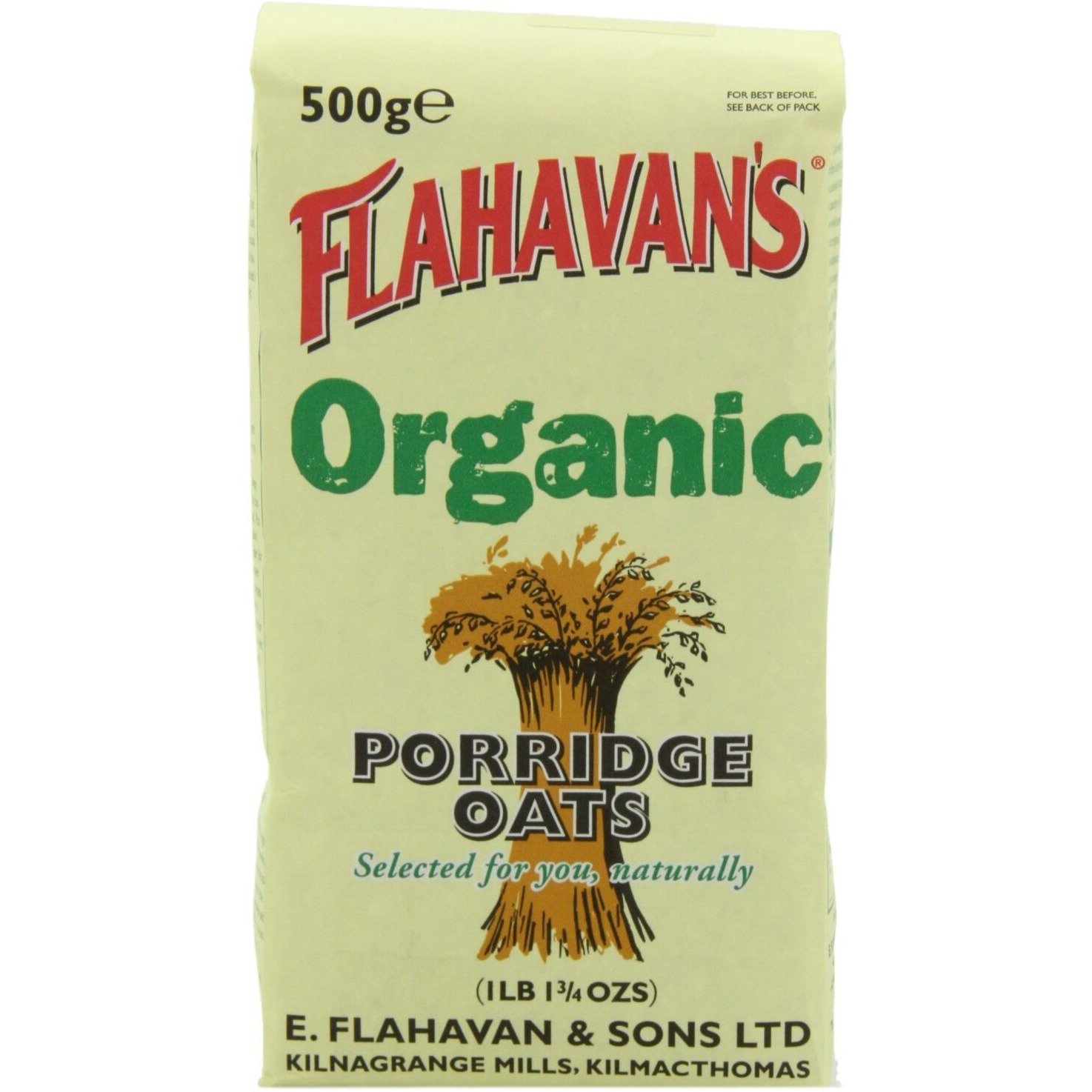 Flahavan's Organic Irish Porridge Oats, 500 Gr
