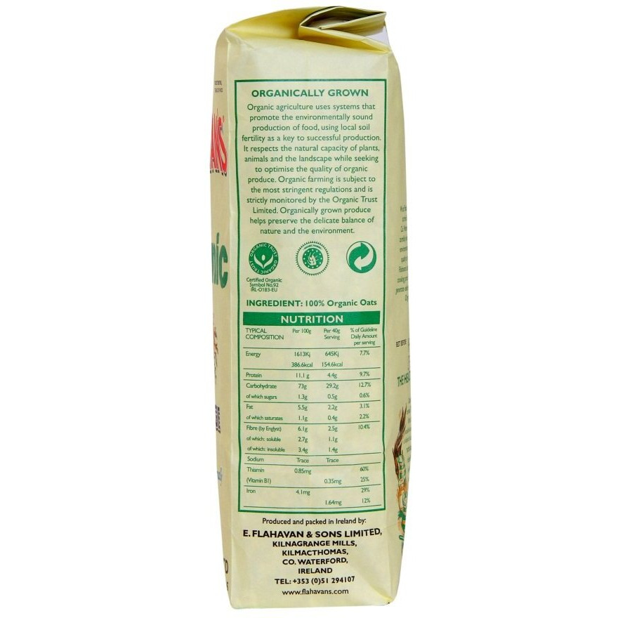 Flahavan's Organic Irish Porridge Oats, 500 Gr