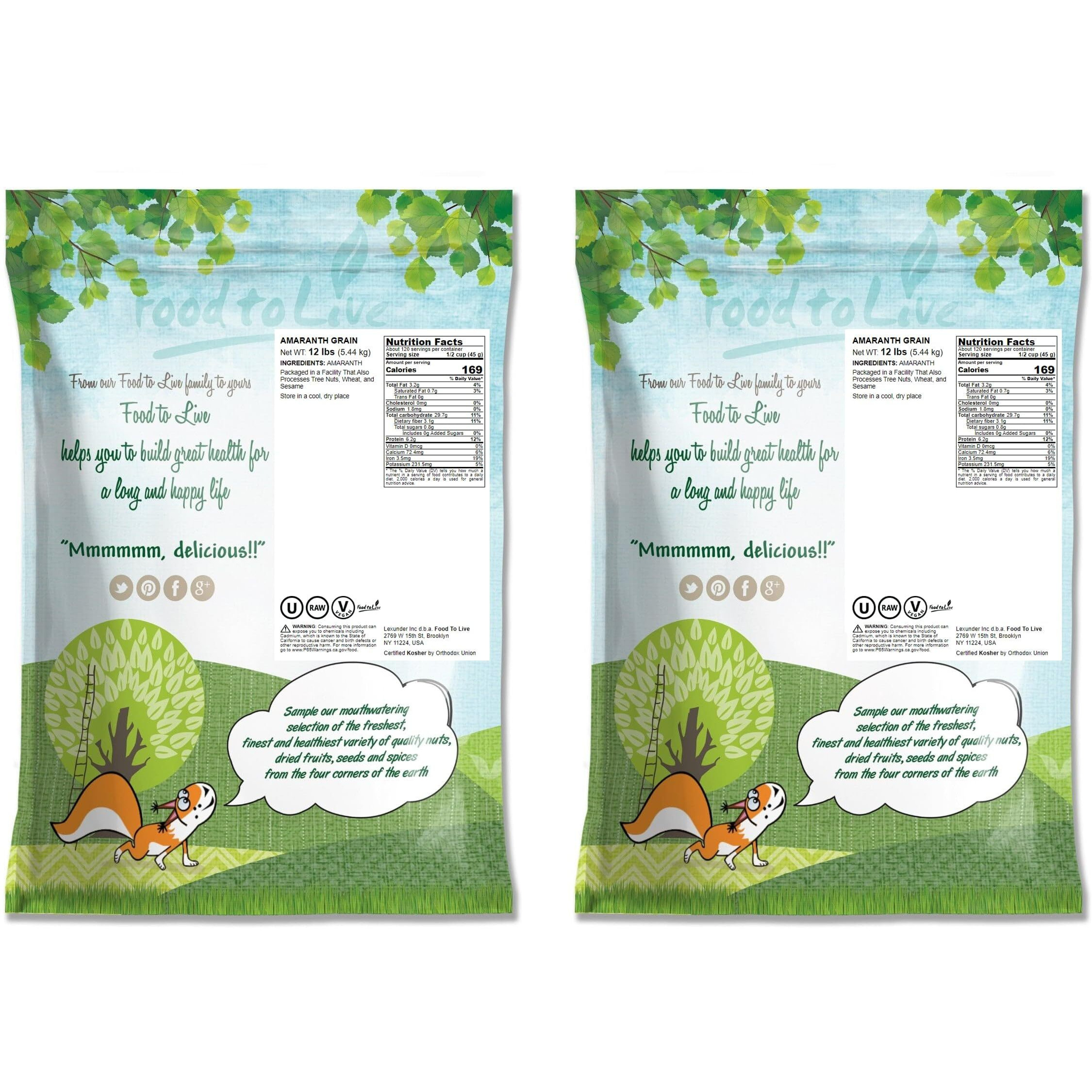 Food To Live Amaranth Grain, 24 Pounds - 100% Whole Seeds, Vegan, Kosher, Bulk. Sweet, Nutty Flavor. Rich In Protein, Calcium. Great Alternative To Rice Or Quinoa. Great For Cereal, Salads, Soups