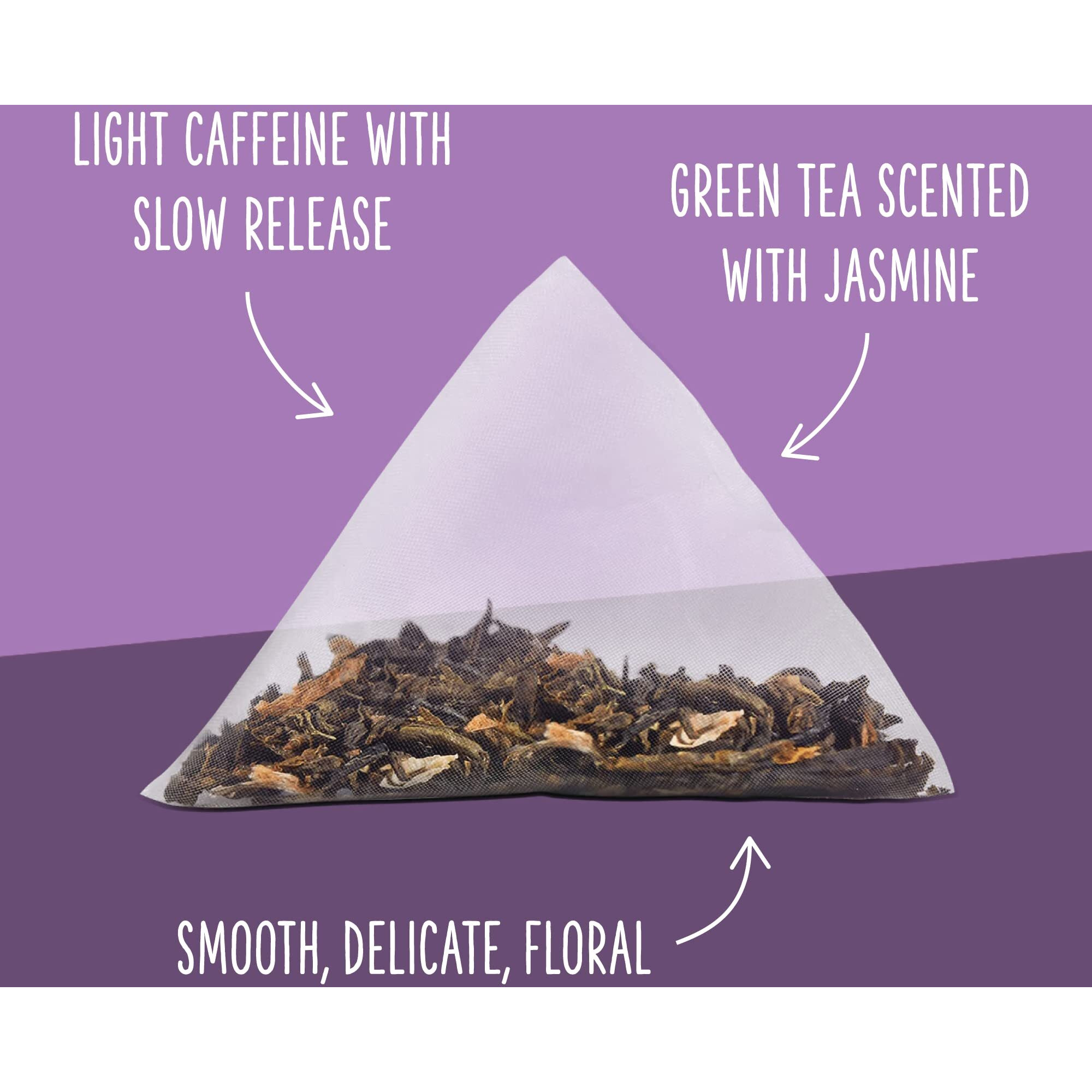 Two Leaves And A Bud Jasmine Green Tea Bags, 15 Count (Pack Of 1) Whole Leaf Green Tea In Pyramid Sachet Bags, Compostable Sachets, Delicious Hot Or Iced With Milk Or Sugar Or Honey