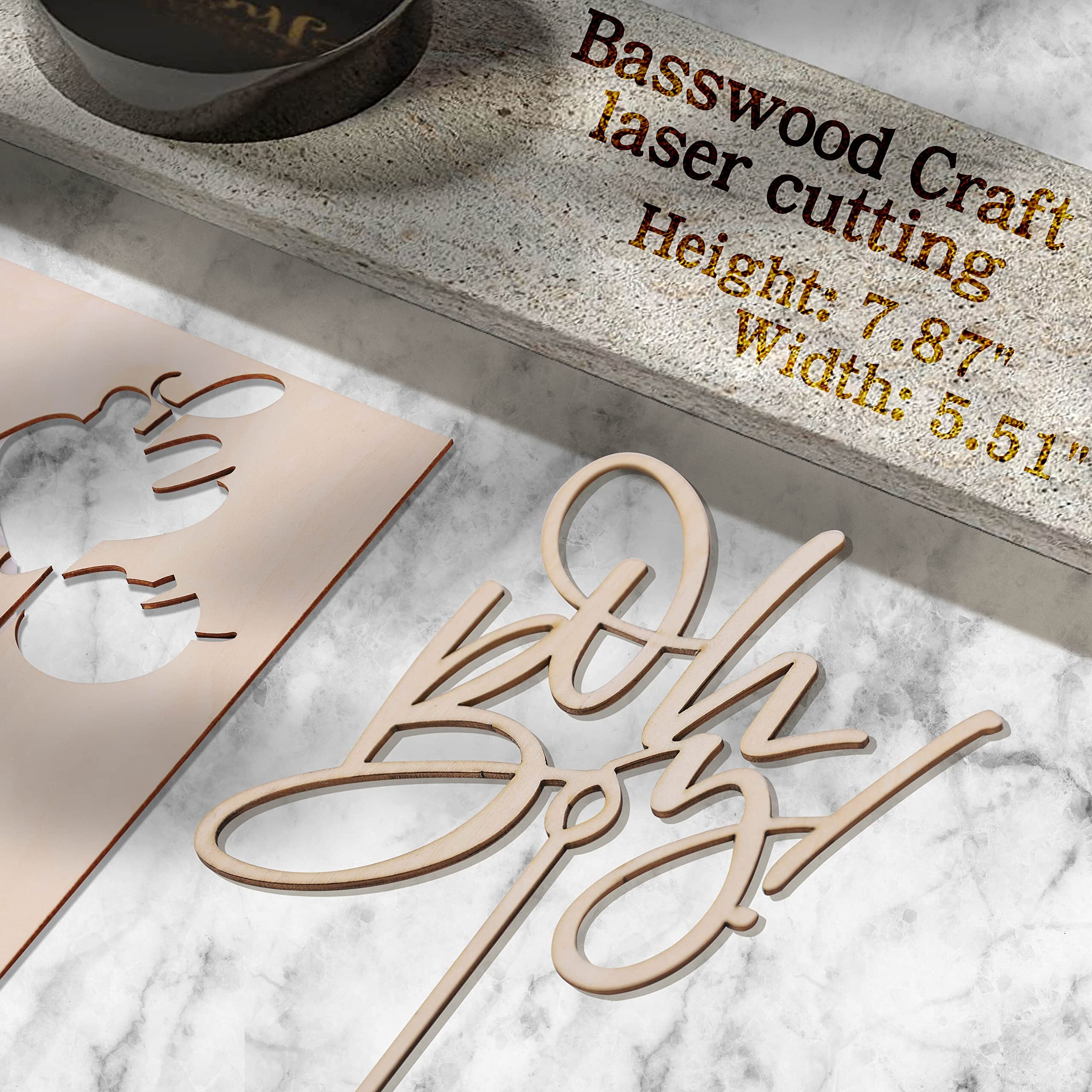 Yesswl Oh Boy Cake Topper - Wooden Boy Baby Shower Birthday Party Cake Decorations For It's A Boy 1St Birthday Party Photo Booth Props