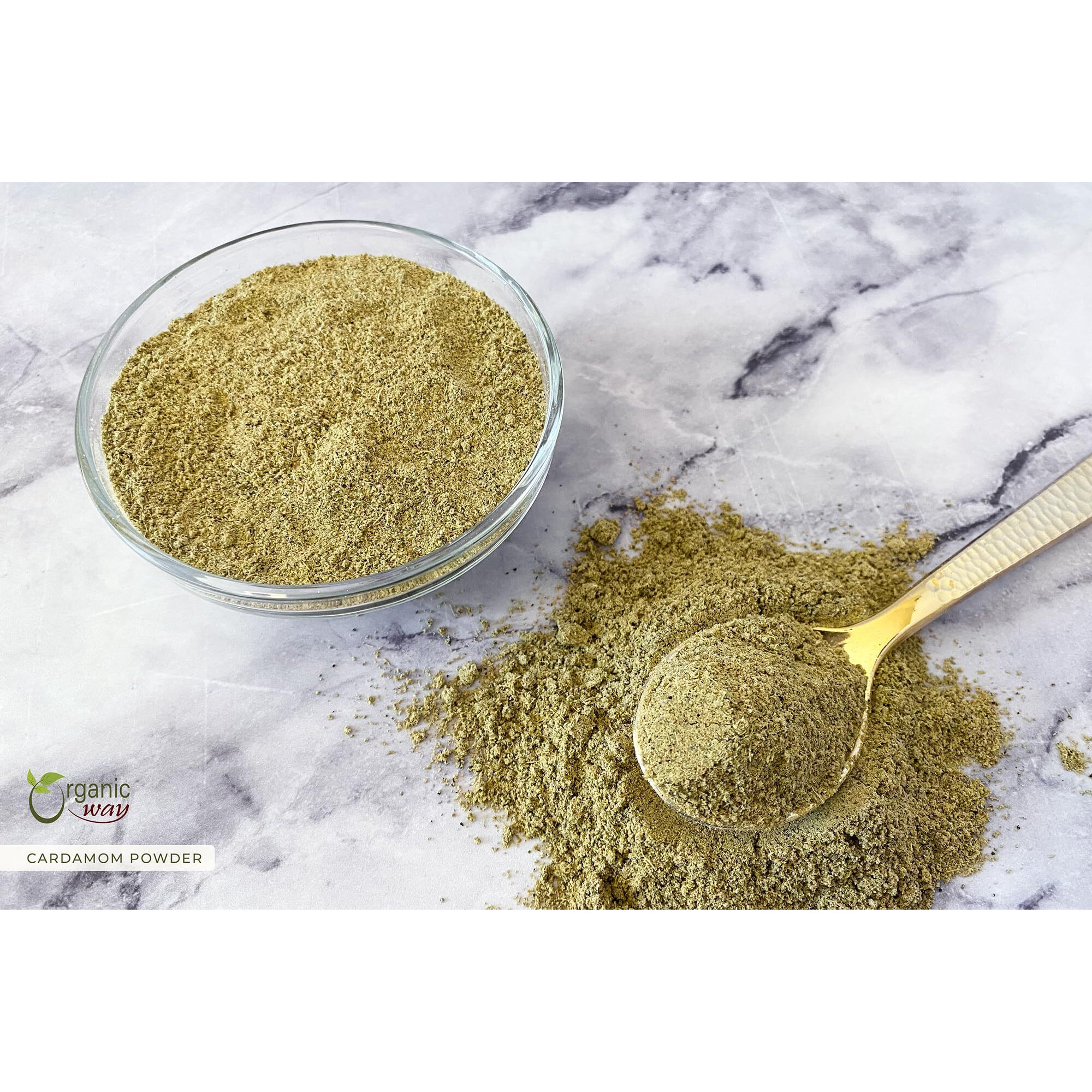 Organic Way Green Cardamom/Elaichi Powder (Elettaria Cardamomum) - Kosher & Usda Certified | Non-Gmo & Gluten Free | Resealable Bag | Adds Flavour & Aroma | 100% Raw From India (1Lbs / 16Oz.)