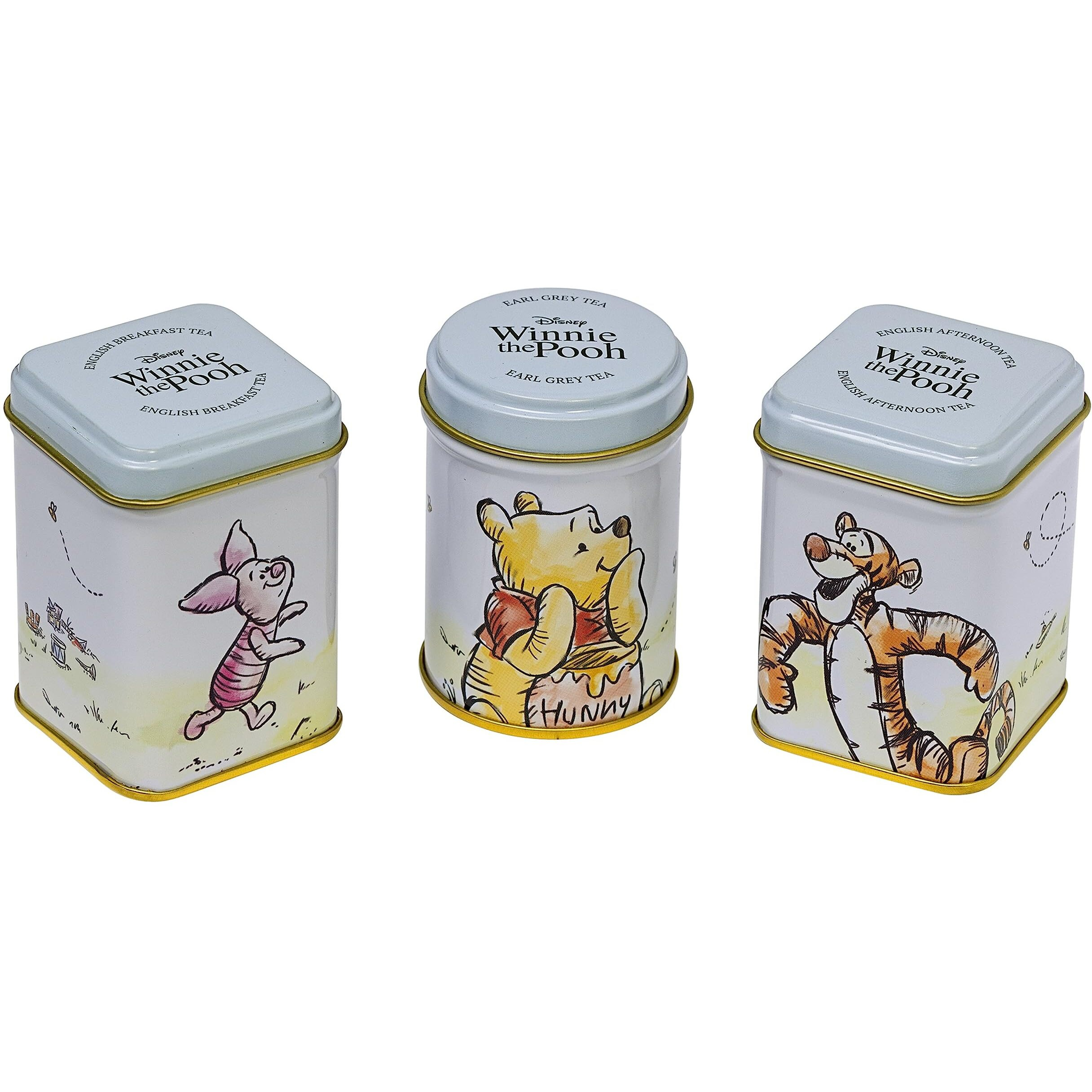 New English Teas Winnie The Pooh & Friends 3X Mini Tea Tins With English Loose Leaf Tea