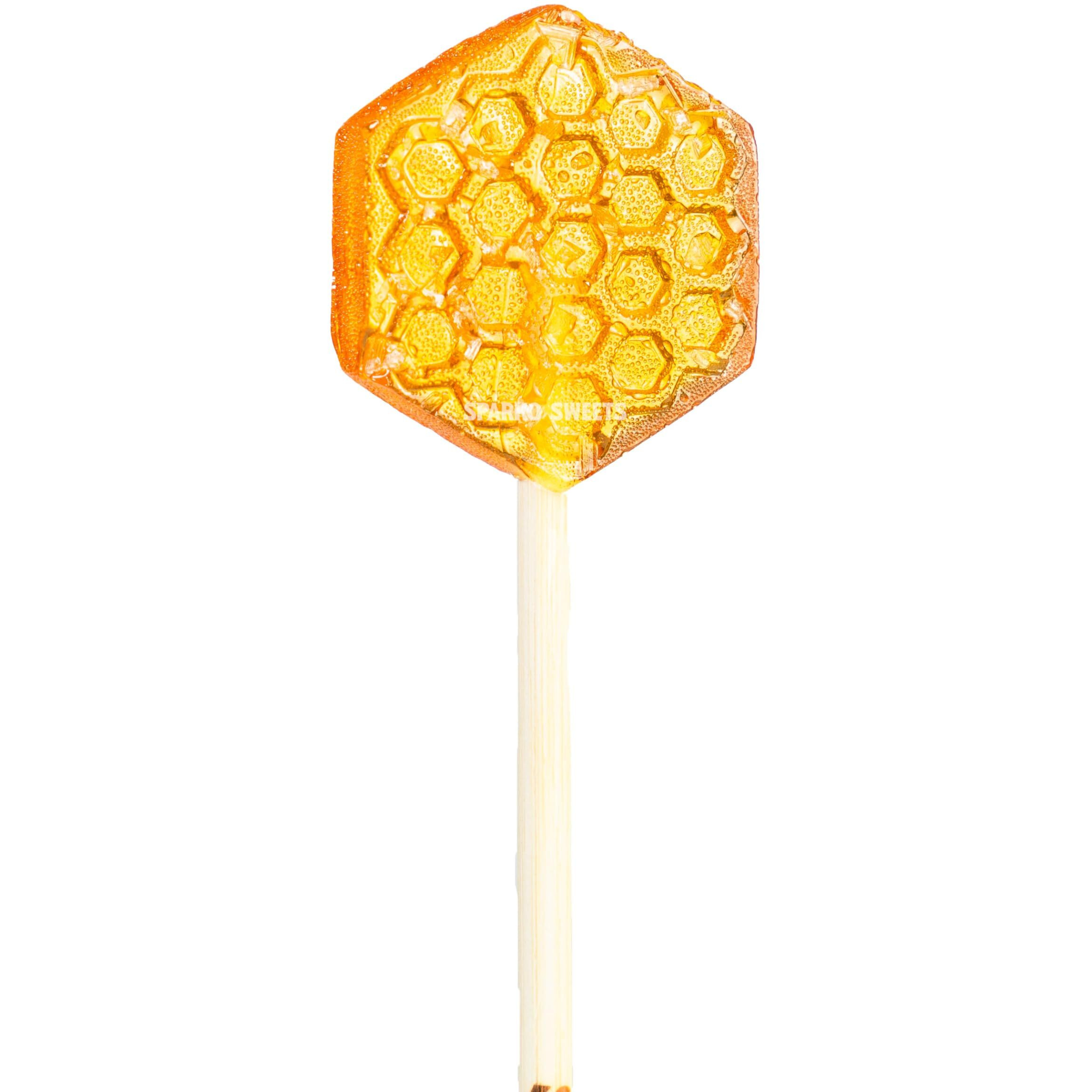 Sparko Sweets Sea Salt Honeycomb Lollipops, Made In Usa, No Artificial Ingredients, No Corn Syrup, 40 Pieces, 1.3-Inch Diameter, 1.5 Lbs, Gold - Ideal For Tea Stirrers, Sore Throat Remedy, And Gifts