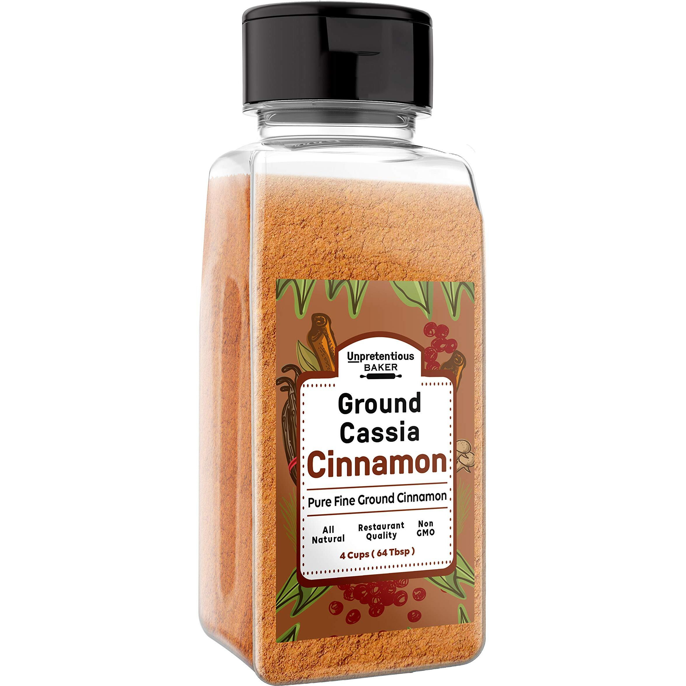 Unpretentious Ground Cassia Cinnamon, 4 Cup Shaker Jar, Pure, Non-Gmo & Gluten-Free For Baking & Cooking