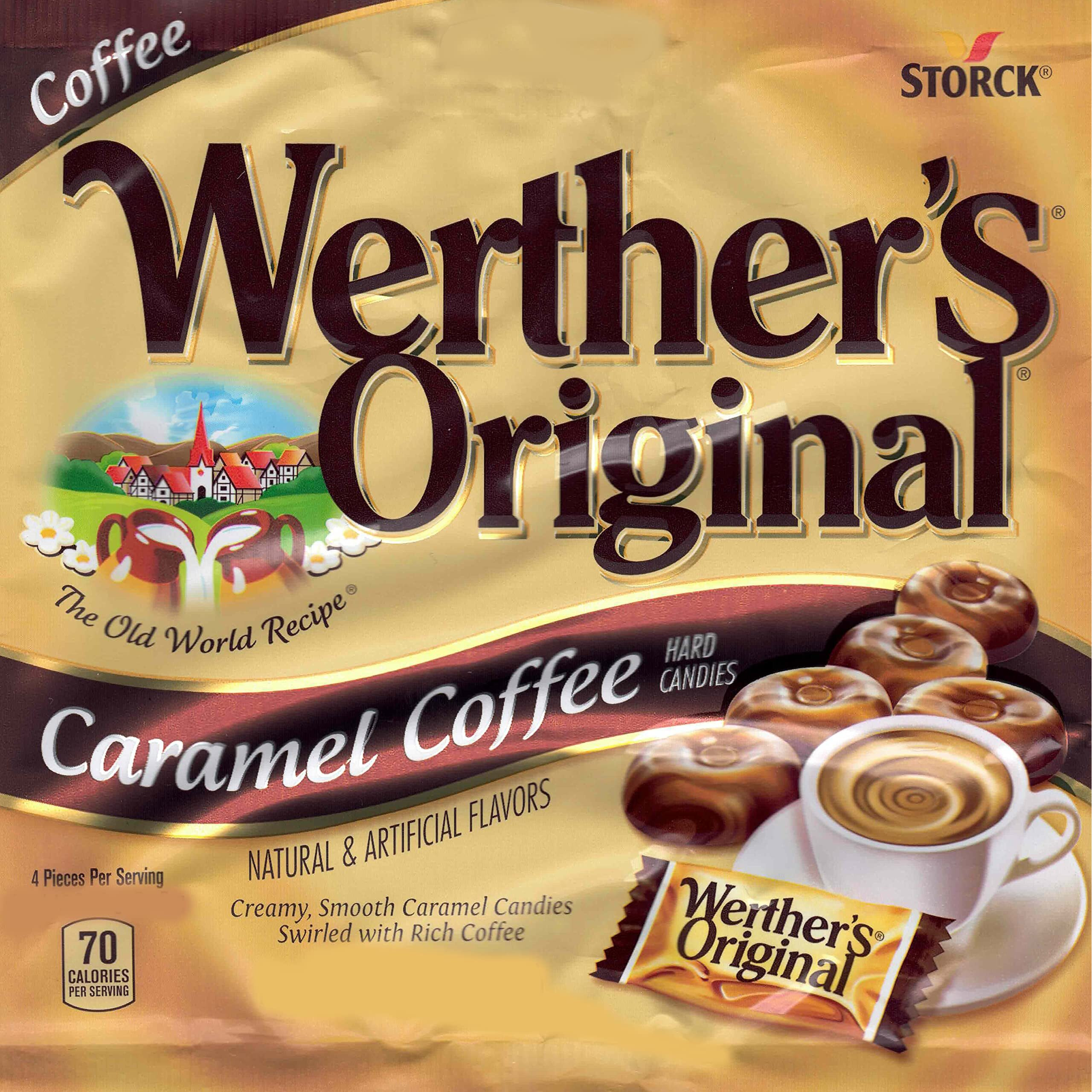 Bulk Werthers Original Hard Candy | Bulk Candy Individually Wrapped | Werthers Caramel Candy | 1 Lb Individual Flavor Bag | Includes Aromatik Mint Card (Caramel Coffee)
