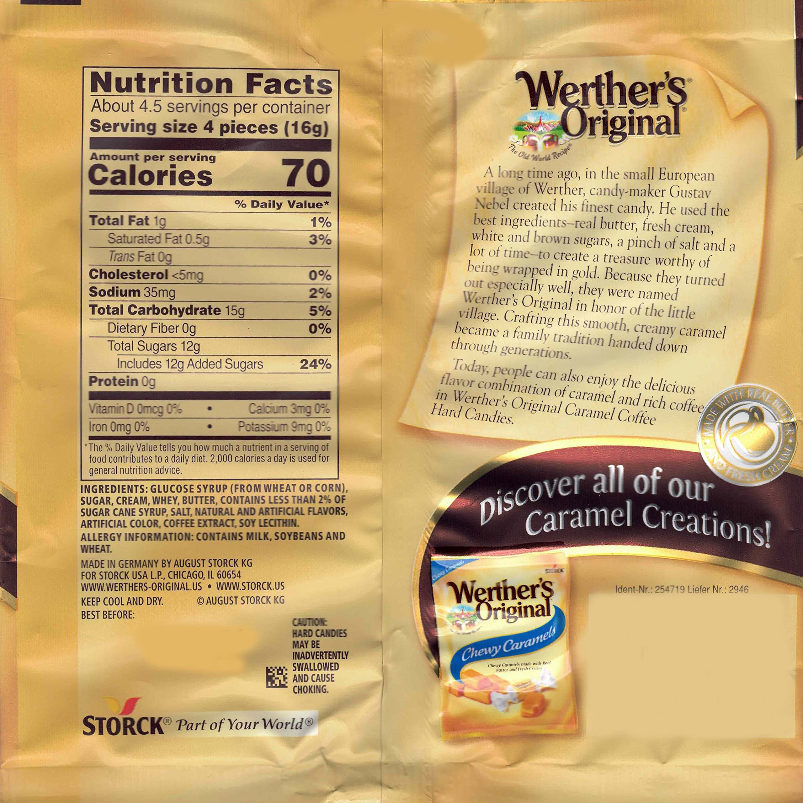 Bulk Werthers Original Hard Candy | Bulk Candy Individually Wrapped | Werthers Caramel Candy | 1 Lb Individual Flavor Bag | Includes Aromatik Mint Card (Caramel Coffee)