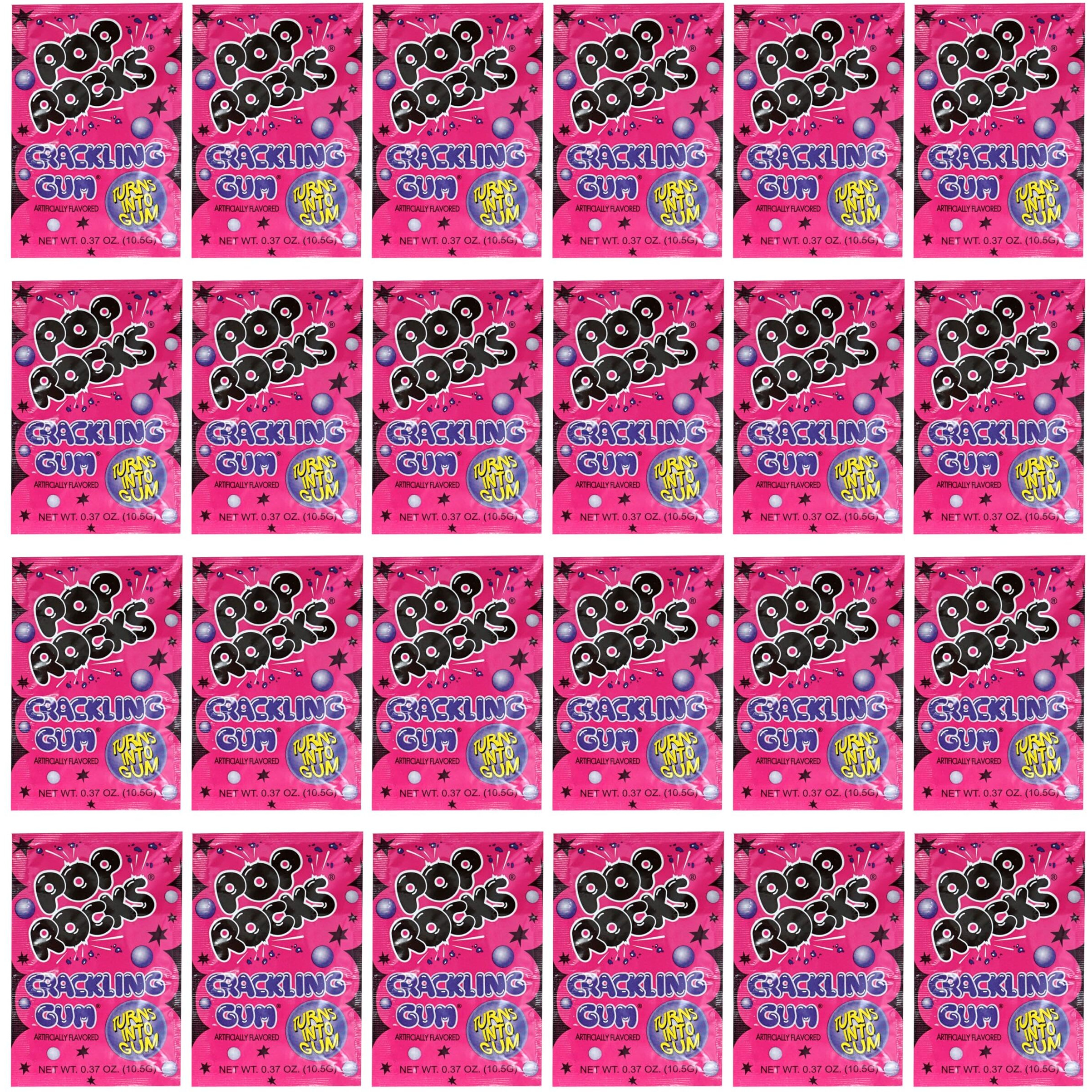 Pop Rocks Bubble Gum, 24 Pack, Popping Candy, Fun Candy