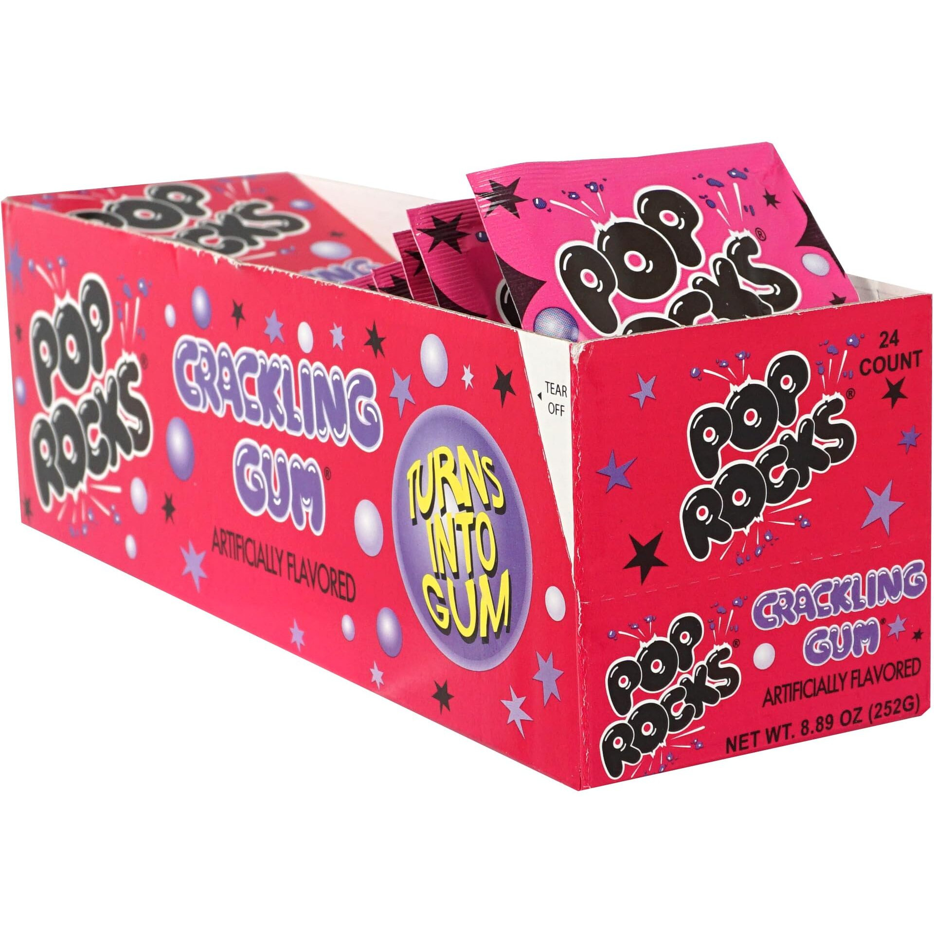 Pop Rocks Bubble Gum, 24 Pack, Popping Candy, Fun Candy