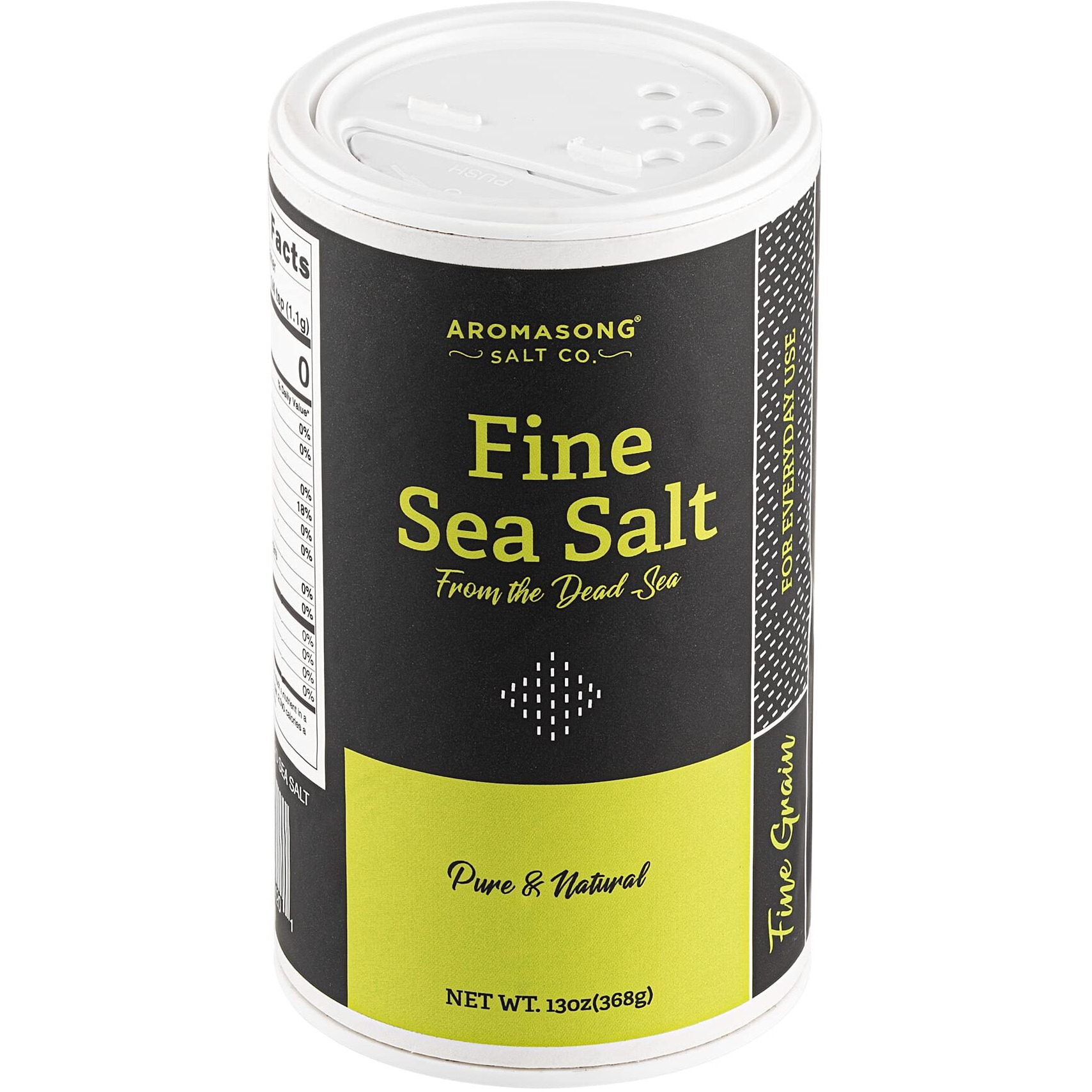 Aromasong 100% Natural Sea Salt From The Dead Sea, Fine Grain Table Salt, 13 Oz. Salt Shaker, 100% Pure & Natural, Unrefined, Gluten Free, Sea Salt For Daily Cooking