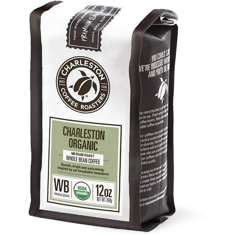 Charleston Coffee Roasters | Specialty Organic Whole Bean Coffee | Hand Picked, Premium Slow Roast | (Charleston Organic, Medium Roast) 12Oz, 6 Pack
