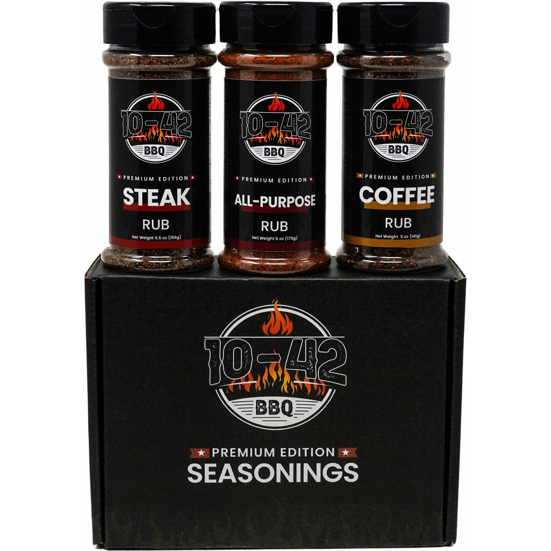 10-42 Steak Seasoning Gift Set - 3 Premium Flavors  All Purpose, Steak, Coffee Rub | Gourmet Meat Seasoning Dry Rub | Barbecue Spices And Seasonings Variety Pack | Grill Gifts | 0 Calorie, No Msg