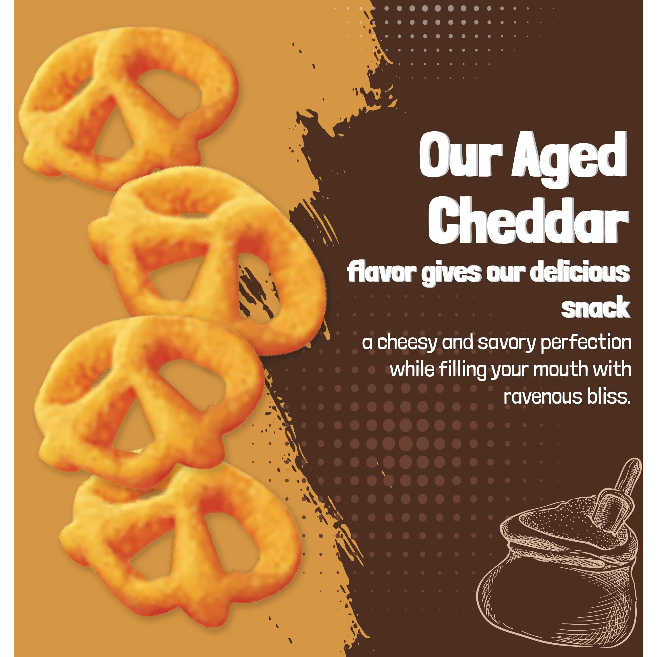 Unique Snacks Puffzels, Bold And Savory Cheddar Cheese Flavor With A Fun Pretzel Crunch, Gluten-Free Snacks, 4.8 Oz. Snack Bag, Pack Of 6, Aged Cheddar