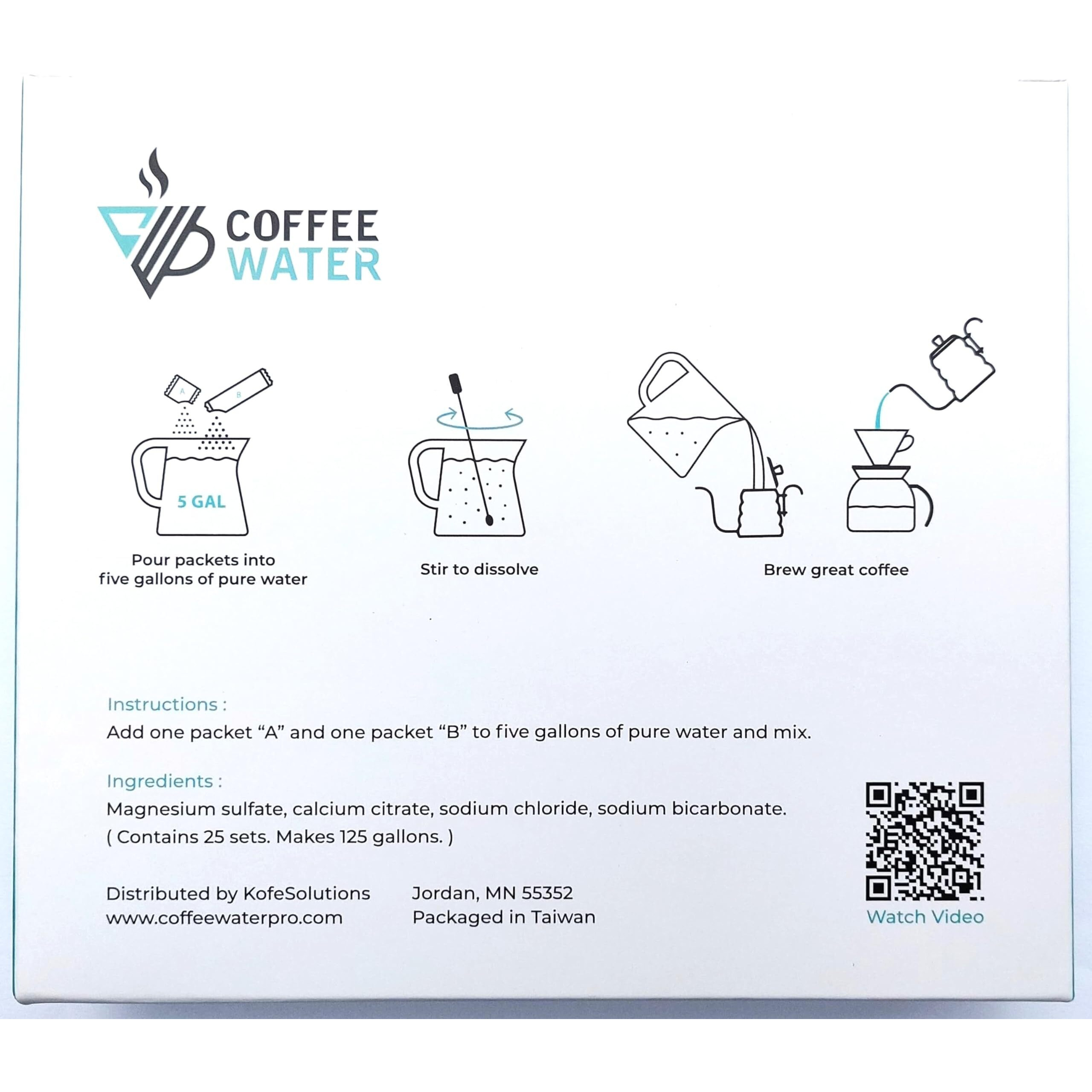 Coffee Water Mineral Packs For Making Water For Coffee (Makes 125 Gallons)