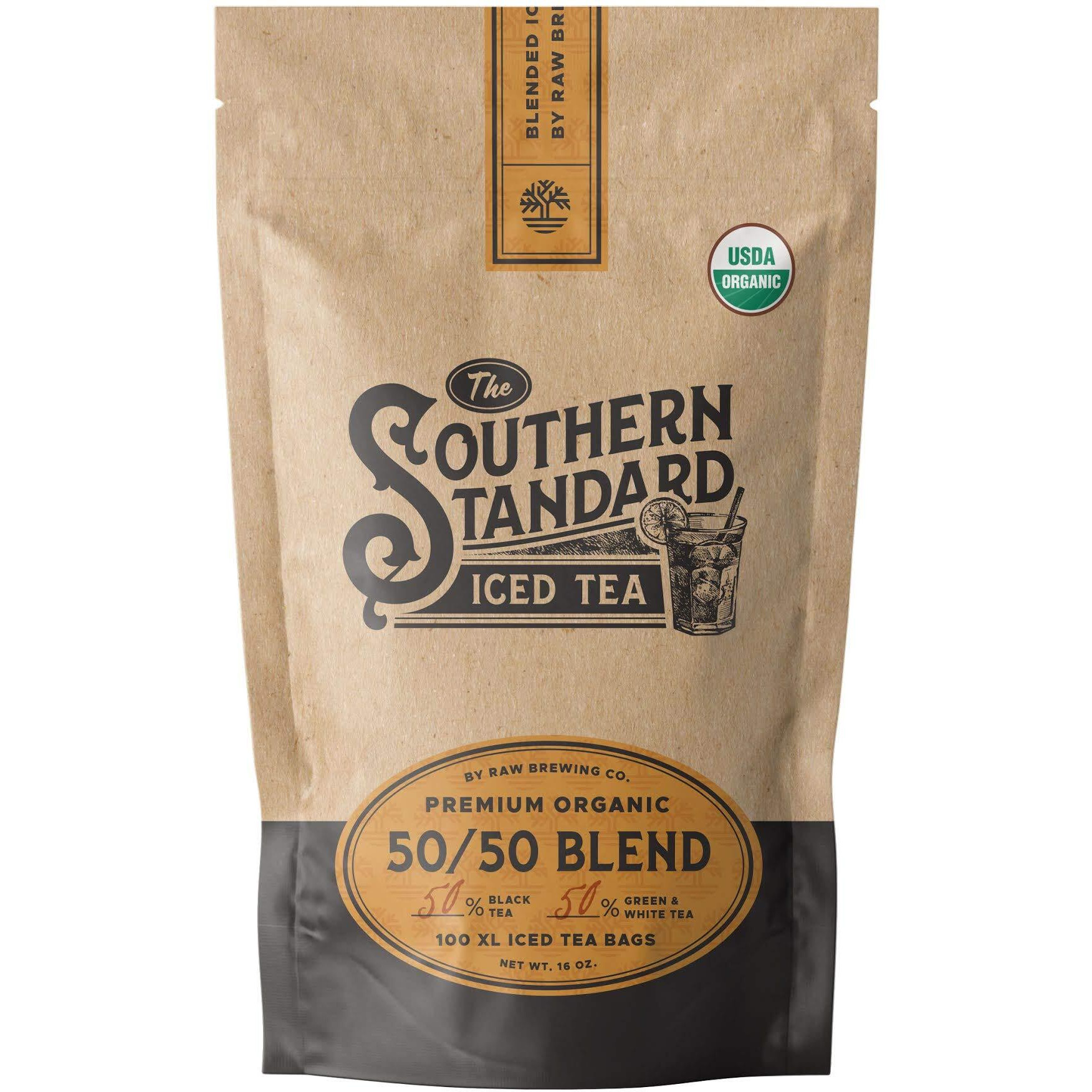 The Southern Standard - Premium Organic Iced Tea Bags - 50/50 Blend (50% Black, 50% Green And White),100 Xl Bags (1 Pound. Makes 50 Gallons.)
