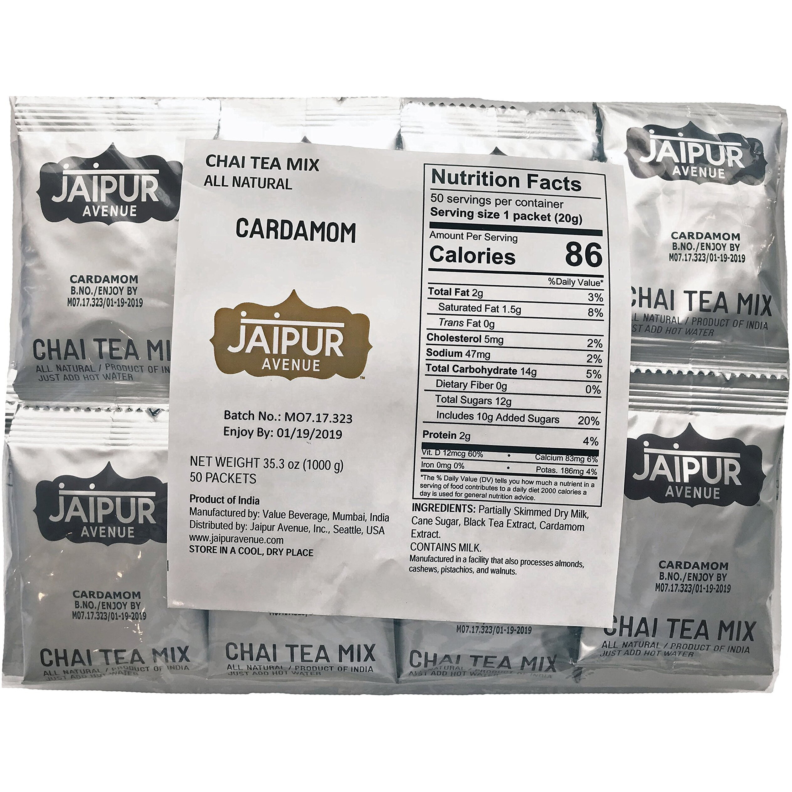 Jaipur Avenue Chai Tea Mix Cardamom (50-Count Bag)