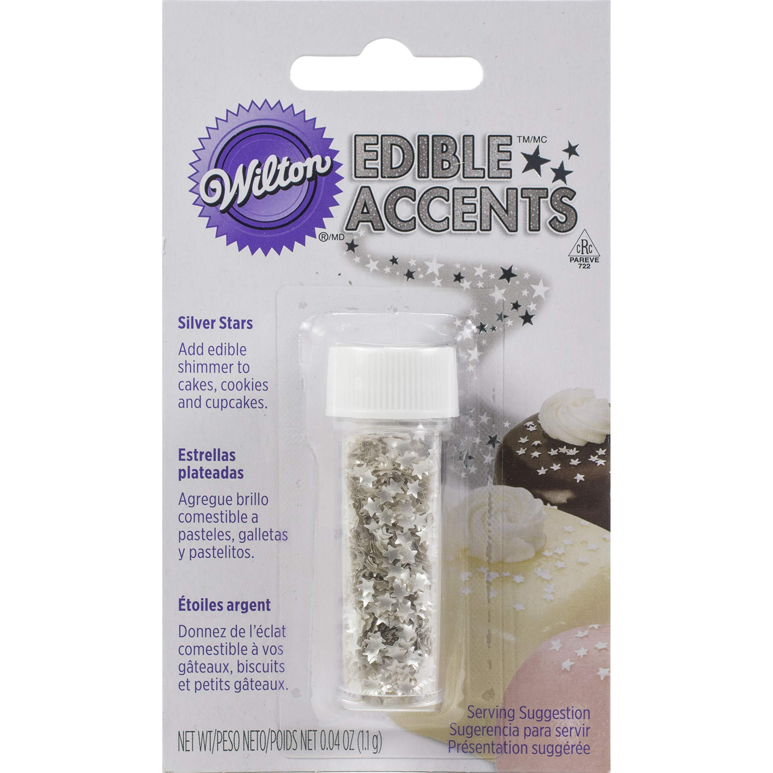 Edible Glitter .04Oz-Silver Stars