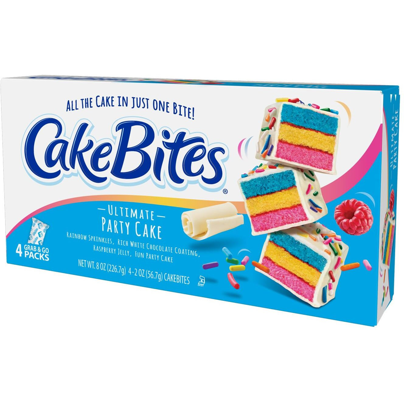 The Original Cakebites By Cookies United, Grab-And-Go Bite-Sized Snack, White Chocolate Italian Rainbow, 4 Pack Of 3 Cake Bites