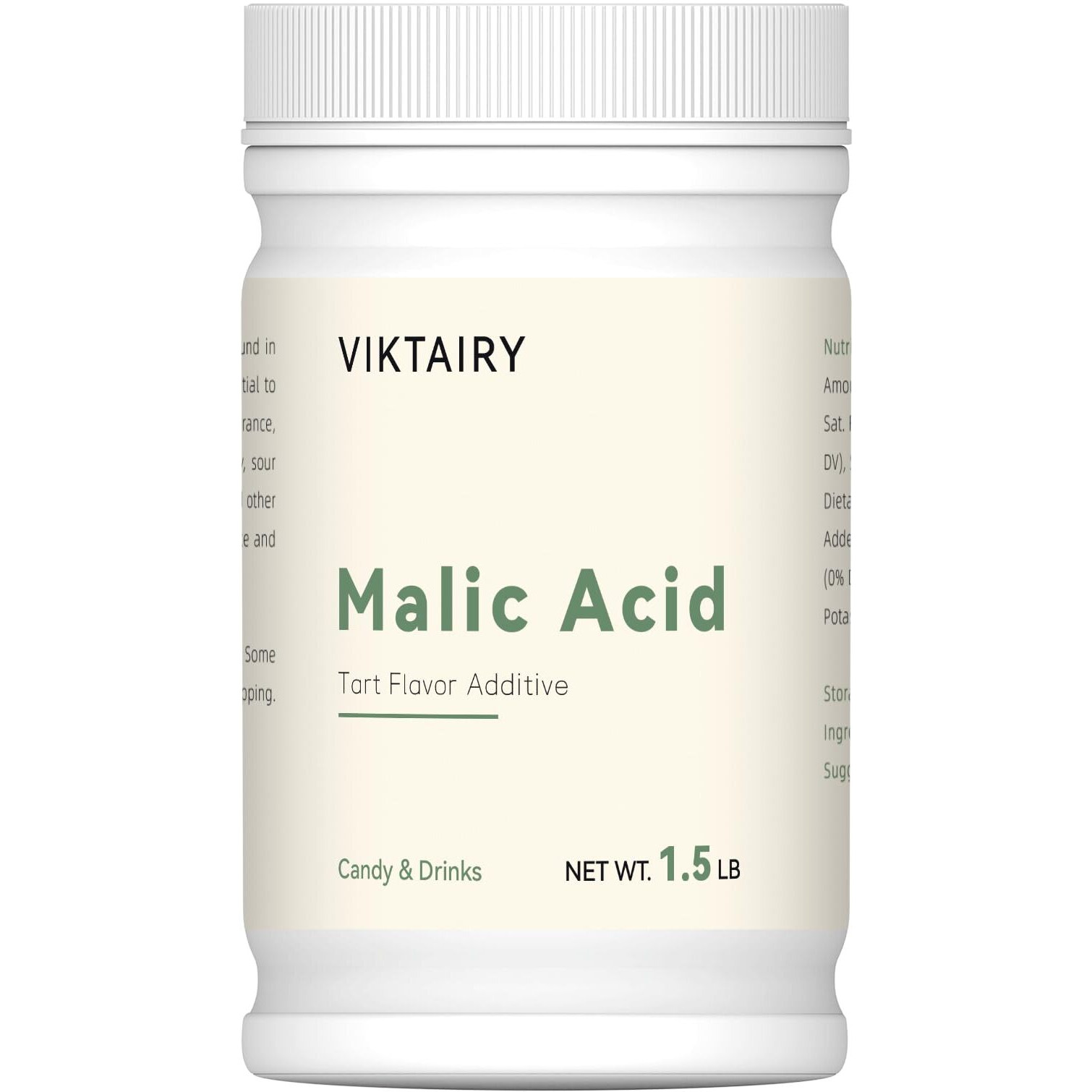Viktairy 1.5 Lb Malic Acid, Food Grade Malic Acid Powder Tart Flavor For Making Sour Candy, Sour Gummy Bears, Drinks, Juice, Baking, Wine