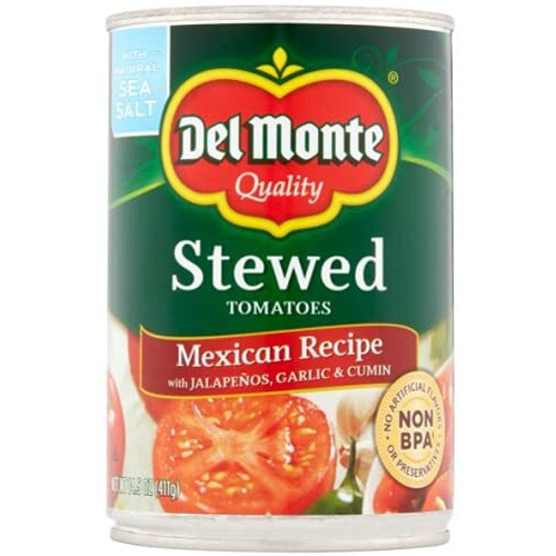 Del Monte, Mexican Recipe Stewed Tomatoes (With Jalapenos, Garlic & Cumin), 14.5Oz Can (Pack Of 6)