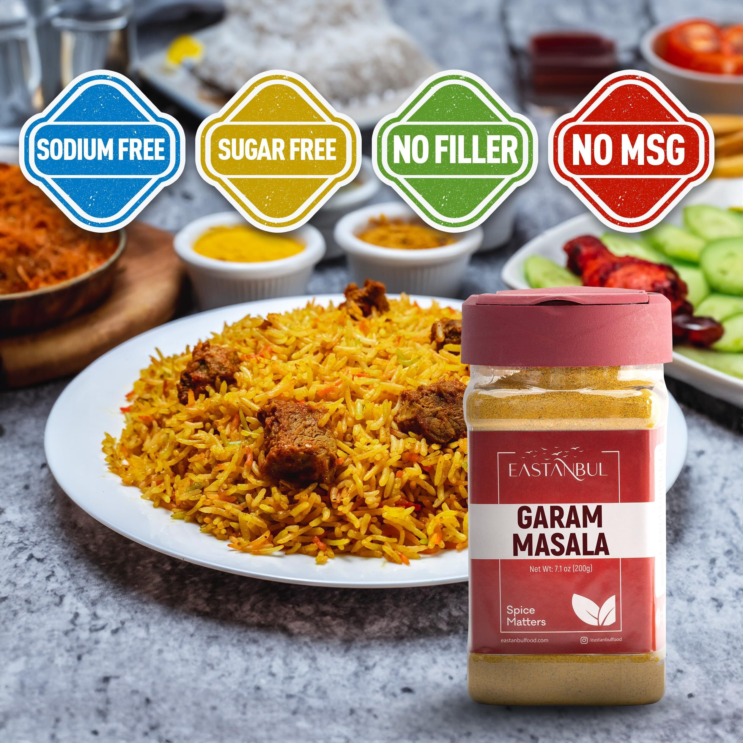 Eastanbul Garam Masala, 7.1Oz Garam Masala Spice Powder Mix, 100% Natural Masala Indian Spice, Top Culinary Grade Garam Masala Powder From Indian Spices, Garam Masala Seasoning, Garam-Masala Sprinkle