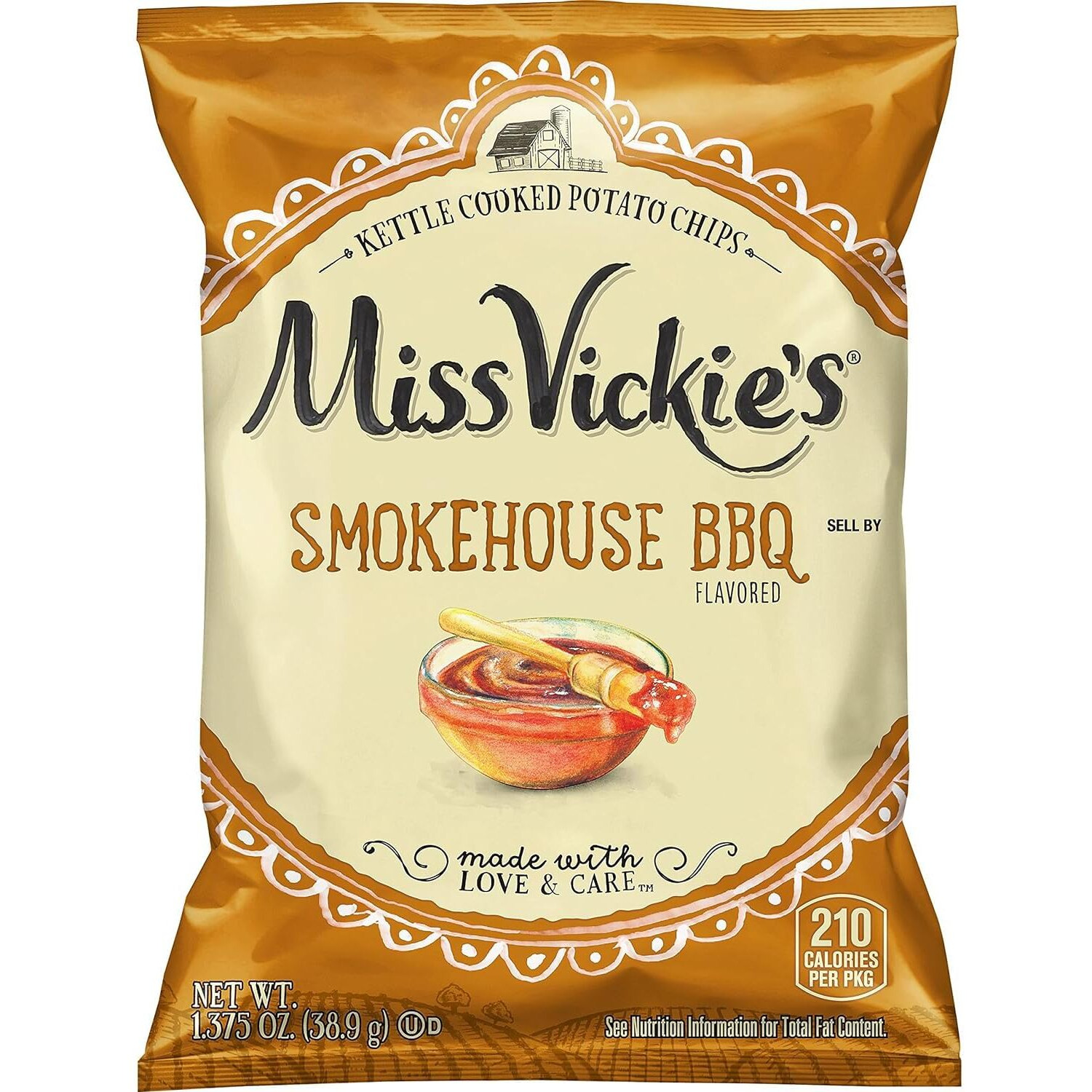 Kettle Cooked Potato Chips By Miss Vickie's Value Pack Bundled By Superdeals | 1.375 Oz Bag | Smokehouse Bbq | Pack Of 12 With Mystery Bonus Gift