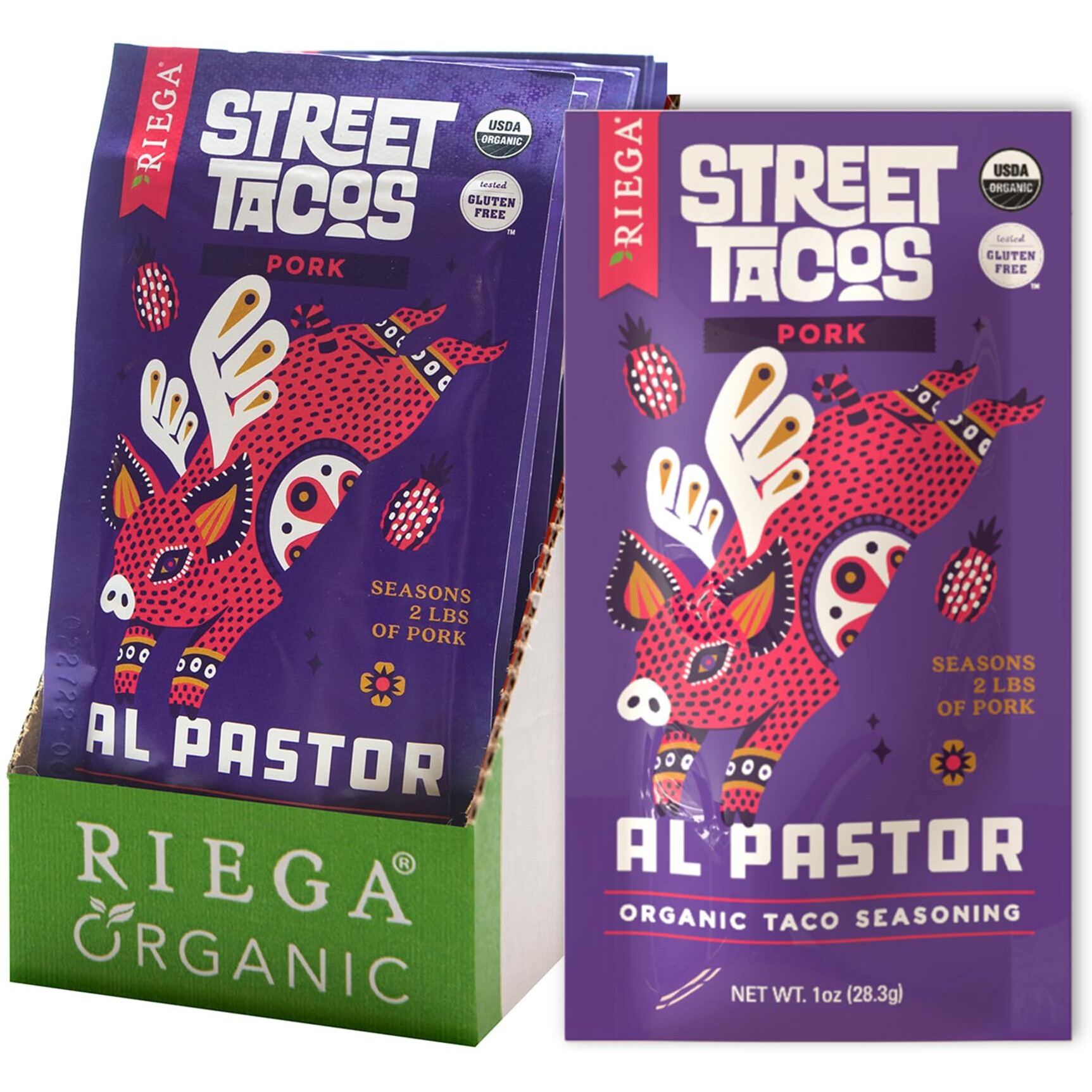 Riega Organic Al Pastor Street Taco Seasoning, Perfect Mix For Authentic Al Pastor Pork Tacos (Al Pastor, 1 Ounce (Pack Of 8))