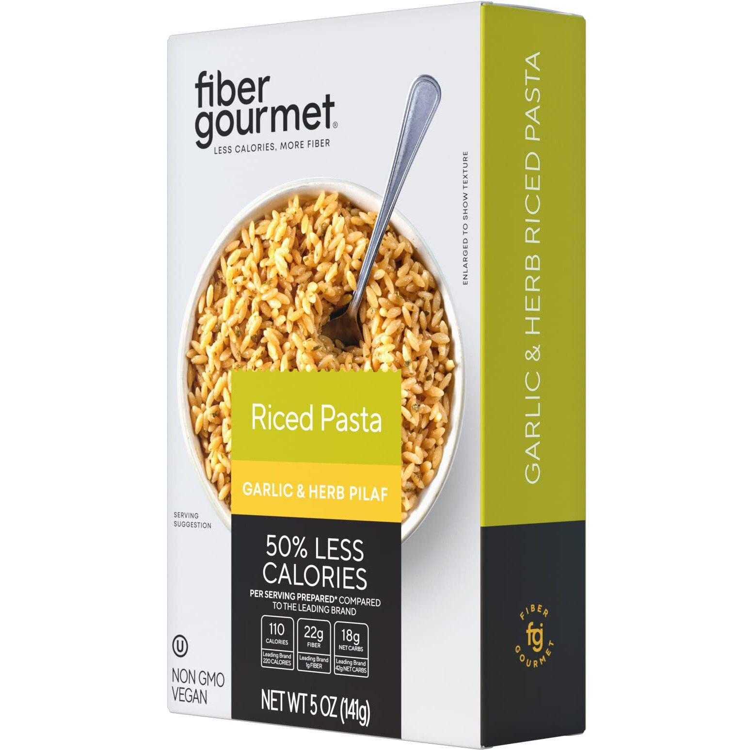 New Fiber Gourmet Pasta - Garlic & Herb Pilaf Riced Pasta- Fiber-Rich, Low Calorie, Healthy Pasta - Made In Italy, Kosher, Non-Gmo And Has Zero Artificial Colors Or Flavoring - 5 Oz (Pack Of 6)