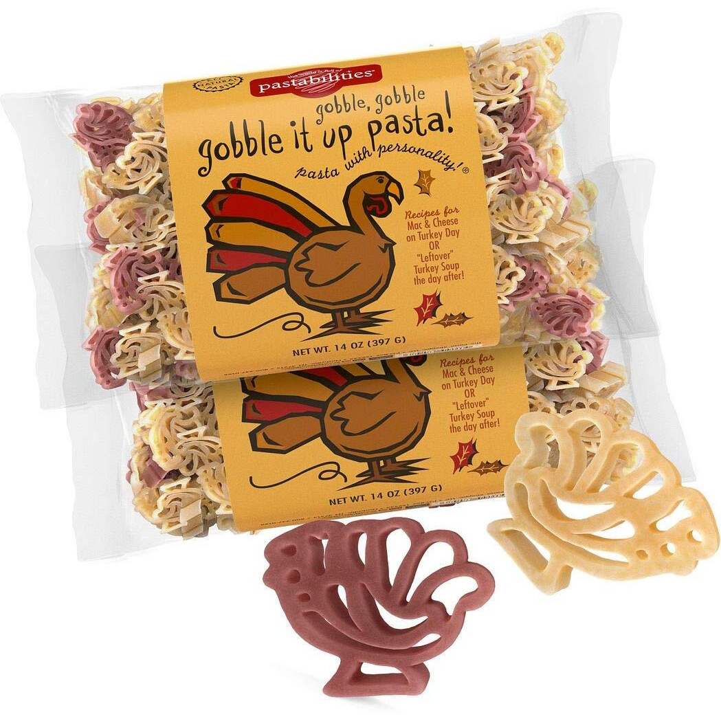 Pastabilities Fun Shaped Pasta For Kids - Gobble It Up - Turkey Shaped Fun Theme, Non-Gmo Natural Wheat And Vegetable Pasta, All-Natural, Kosher Certified, Made In The Usa, (2 Pack, 14 Oz)