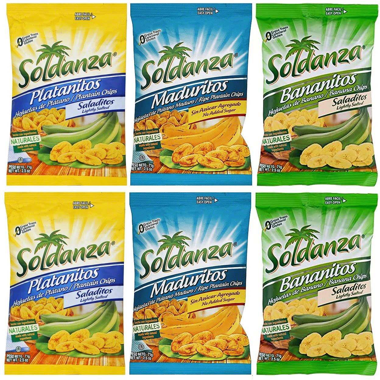Journey Of Snacks "&quotInternational Snack"" Soldanza Plantain Chips Variety Pack 2.5Oz (Pack Of 6) (3 Mix)