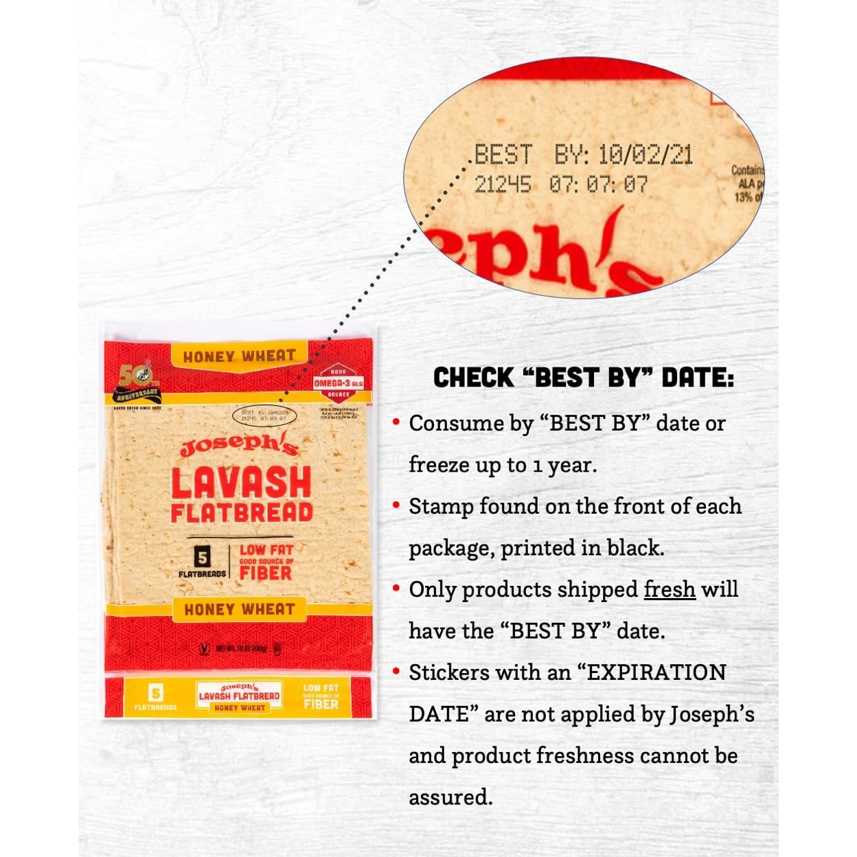 Joseph's Lavash Bread Value 6-Pack, Honey Wheat, Low Fat And Good Source Of Fiber (5 Flatbreads Per Pack, 30 Total), Fresh Baked