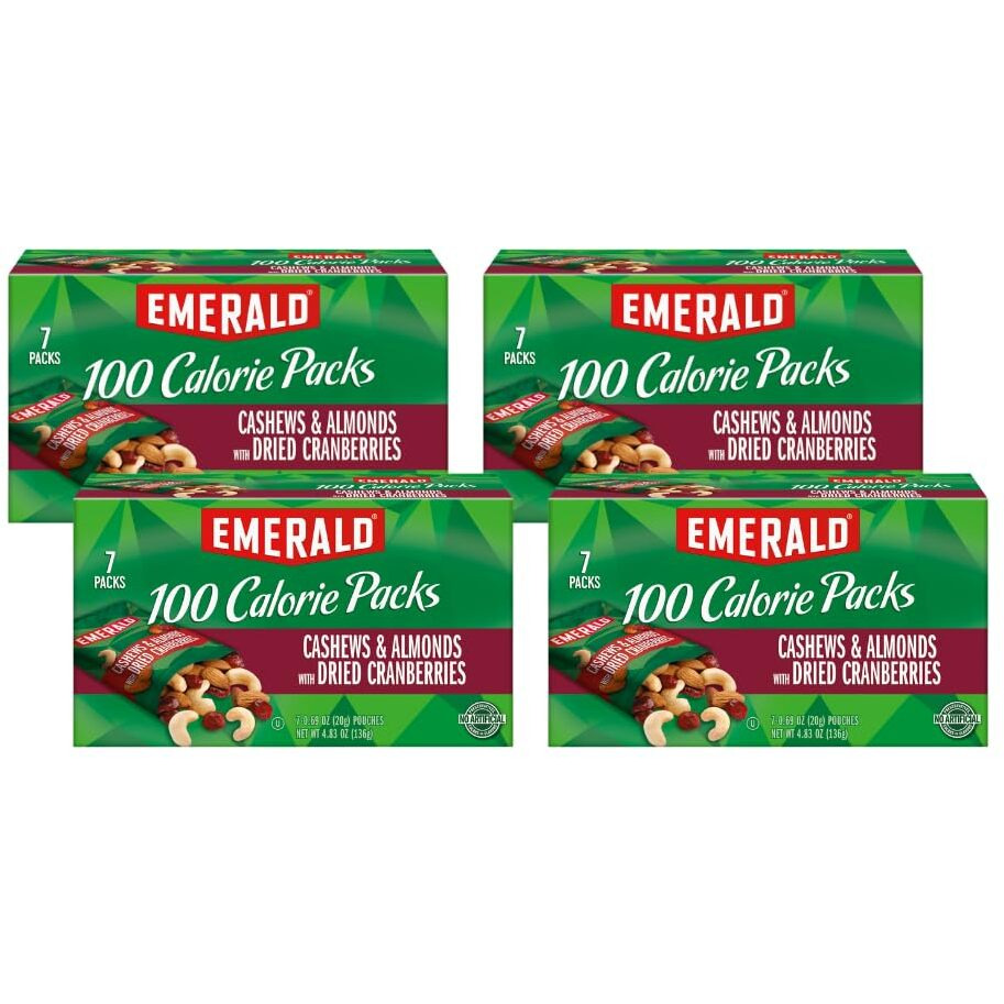 Emerald Nuts Cashews And Almonds With Dried Cranberries, 100 Calorie Packs, 4.83 Oz (Pack Of 4)