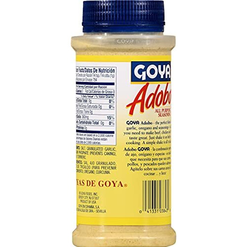 Adobo All Purpose Seasoning Without Pepper By Goya, Poultry, Seafood, Meat, And Vegetable Seasoning, Fat Free And Calorie Free Latin Spice Blend, Mexican Seasoning, 28Oz. Bottle