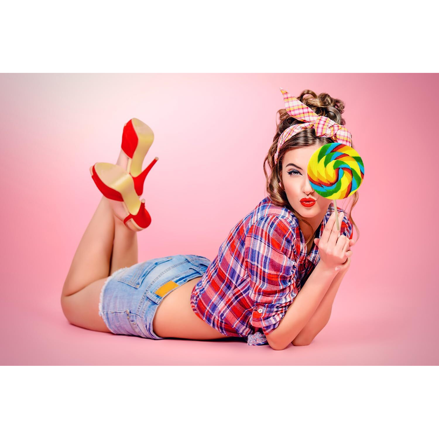 The Dreidel Company Mega Rainbow Swirl Lollipop, 5"" Inch Mixed Fruit Flavor, Individually Wrapped, 5"" Inch Sucker (3-Pack)