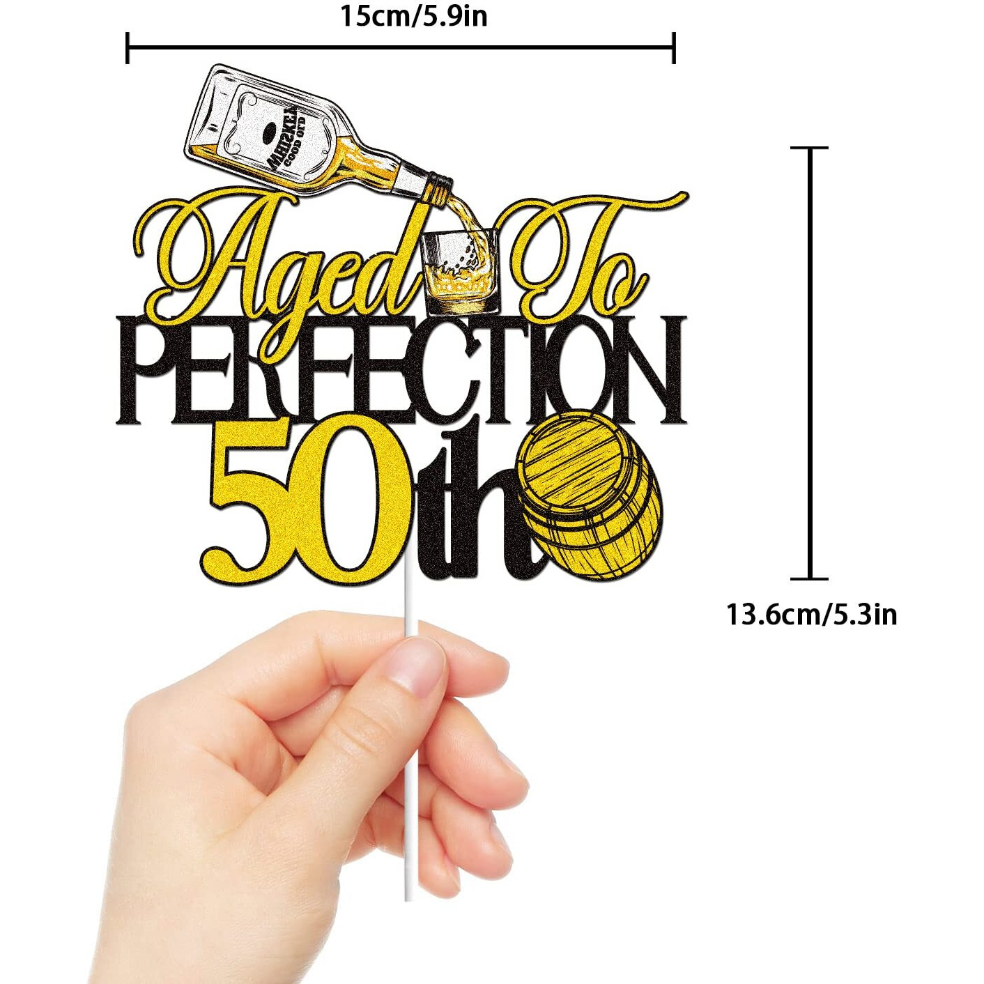 Aged To Perfection 50Th Birthday Cake Toppers Whiskey Fifty 50 Years Old Cake Decor Happy 50Th Birthday Vintage 1973 Themed Party Supplies